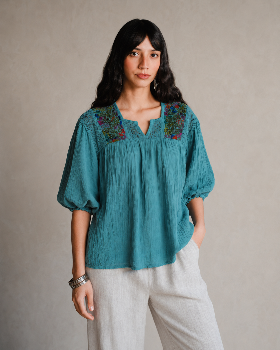 San Antonia blouse with sleeves