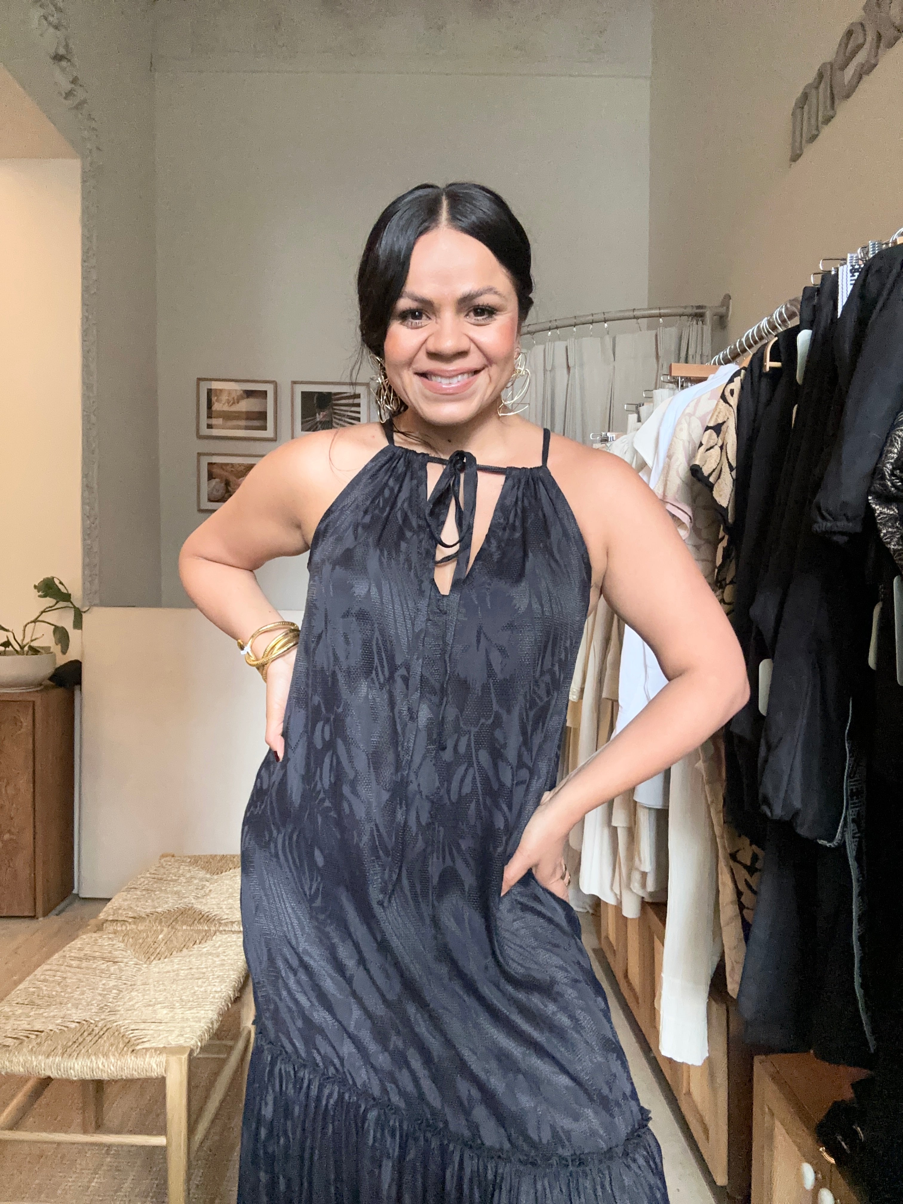 Vestido Binanda Negro Estampado