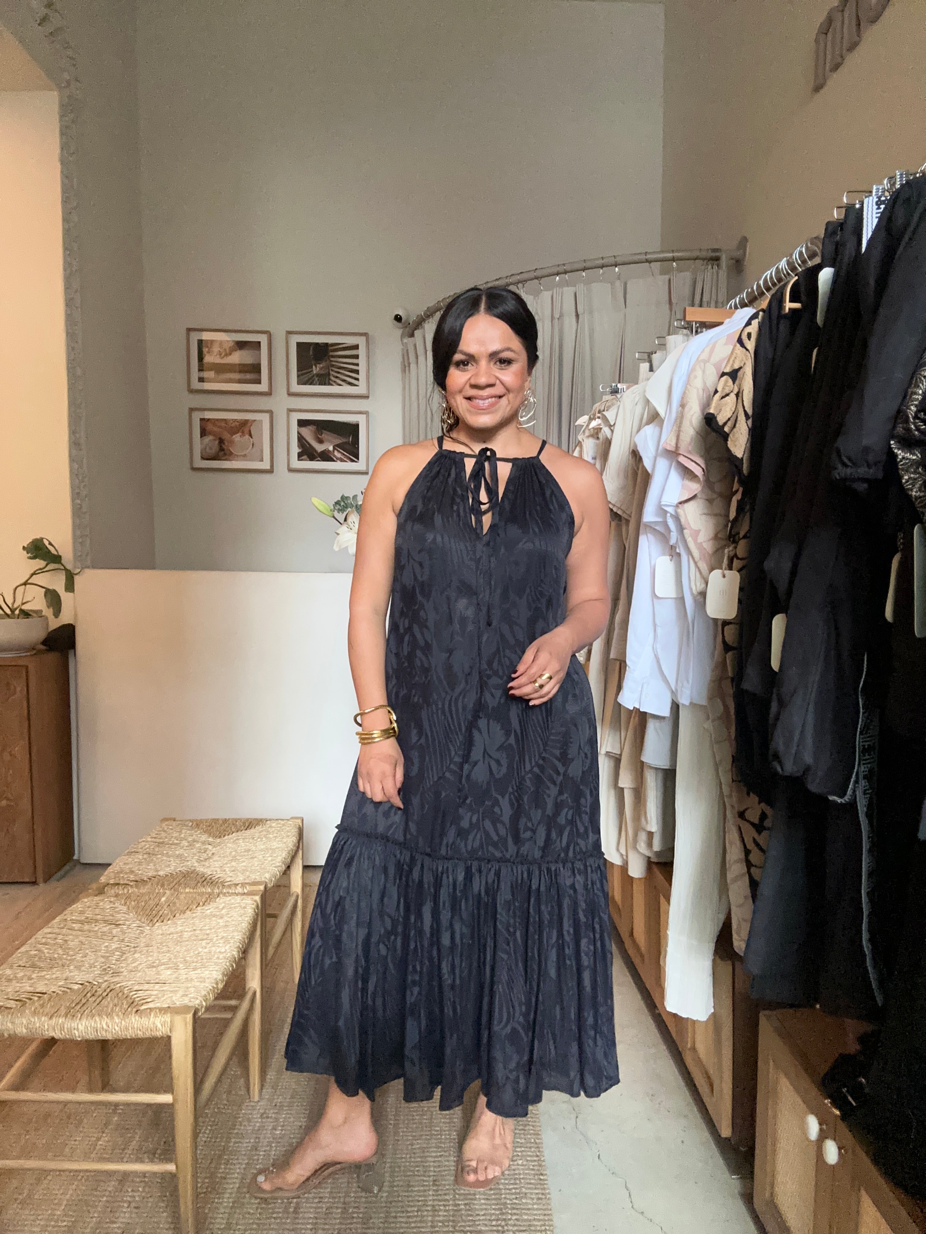 Vestido Binanda Negro Estampado