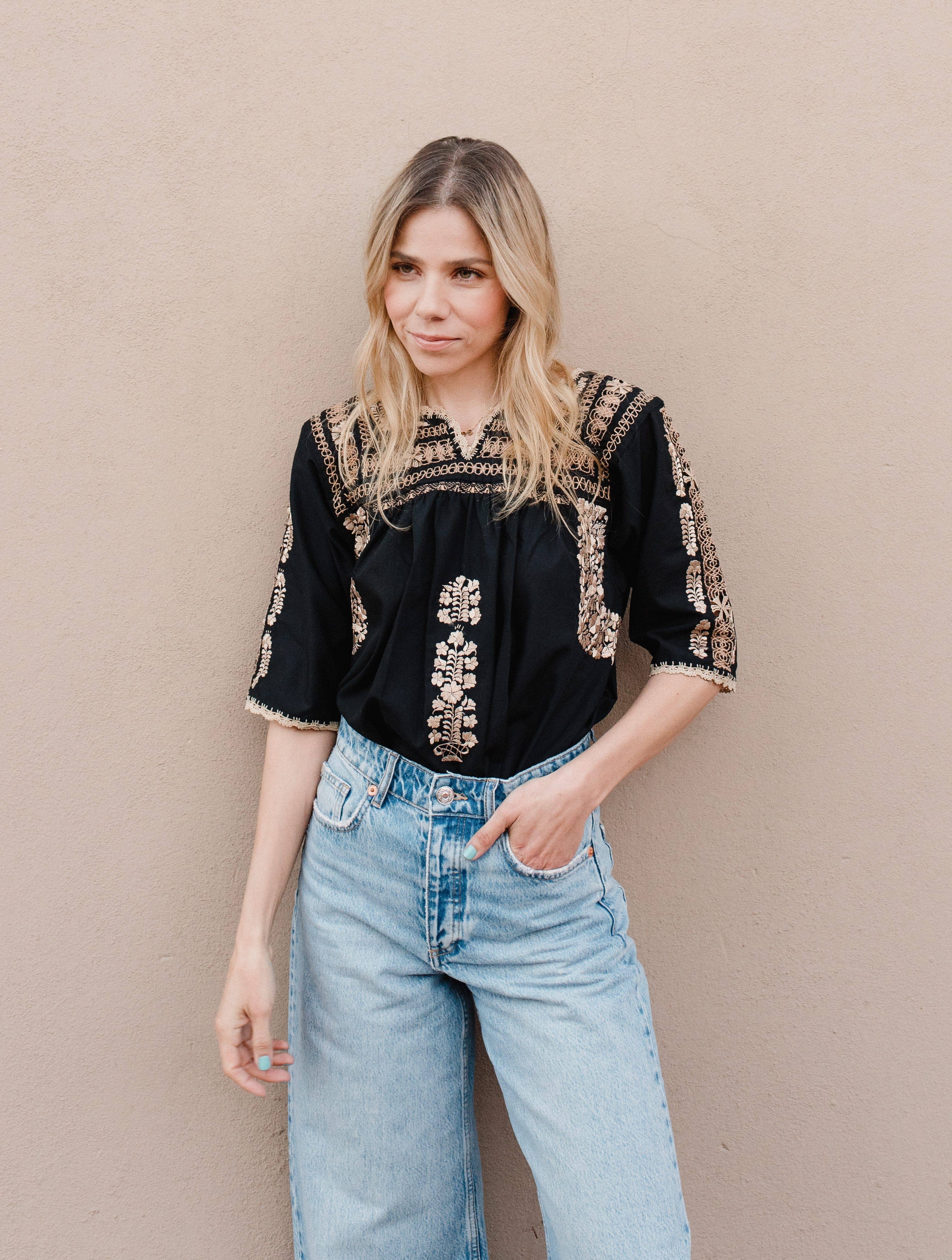 San Antonino Frayed Blouse Black/Gold