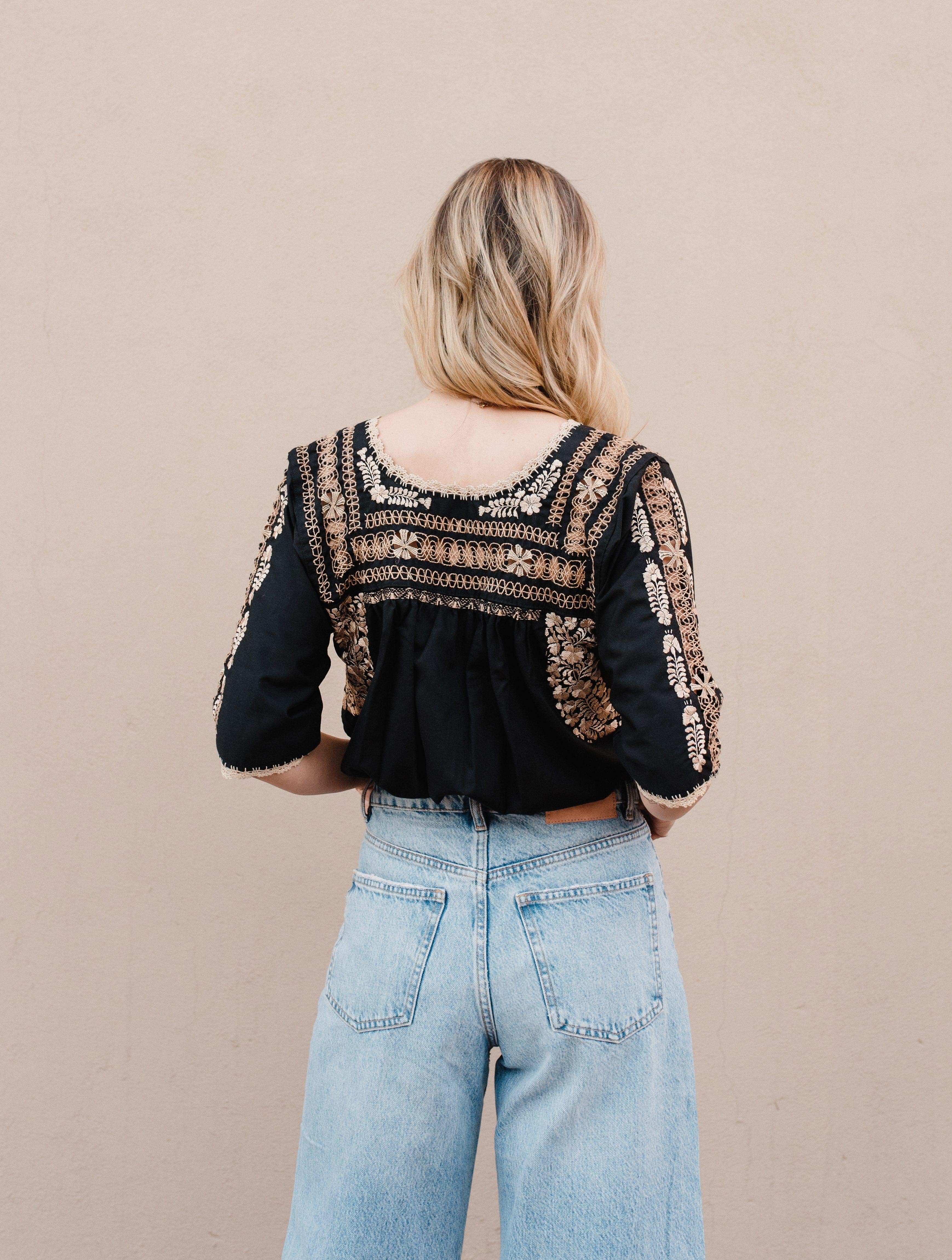 San Antonino Frayed Blouse Black/Gold