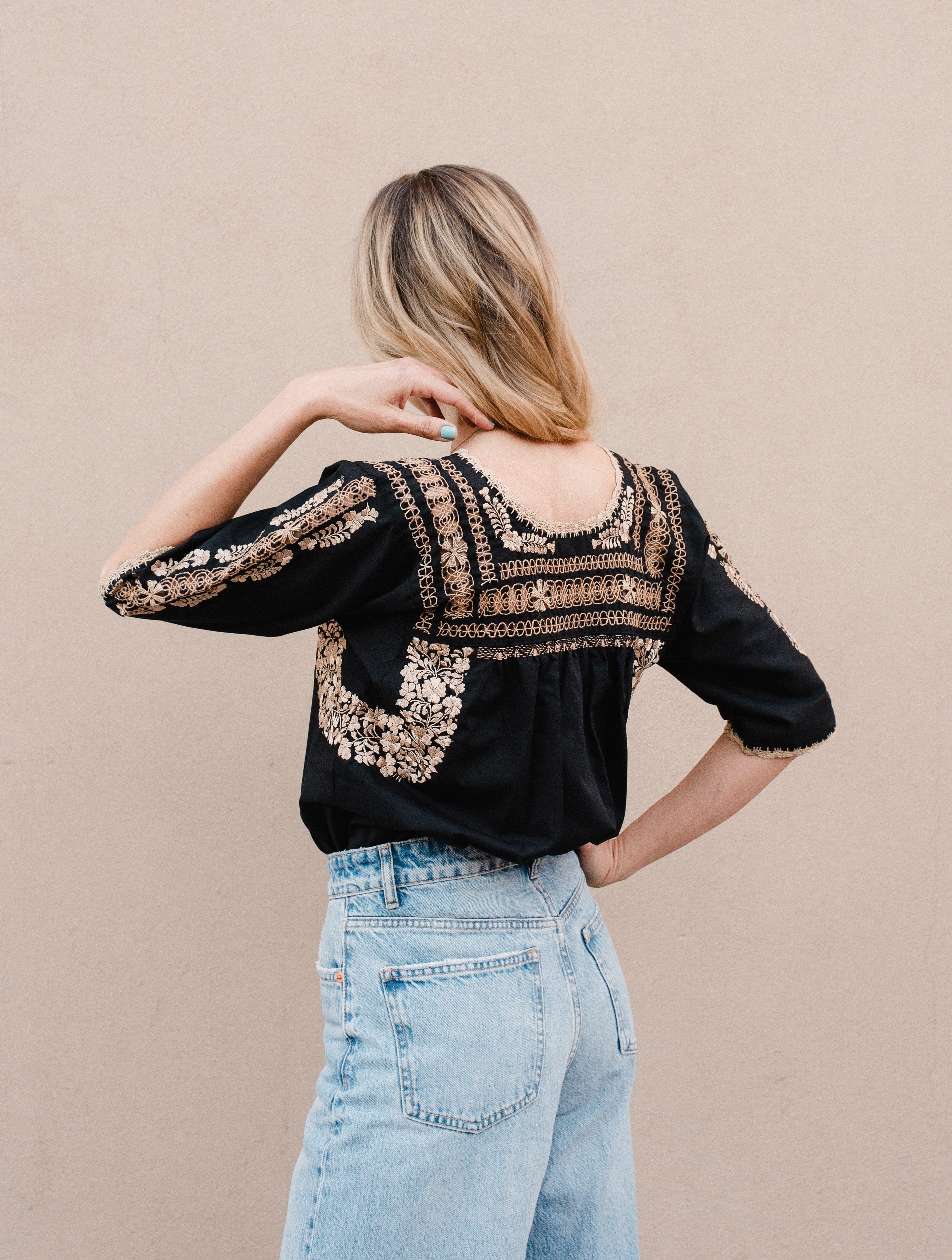 San Antonino Frayed Blouse Black/Gold