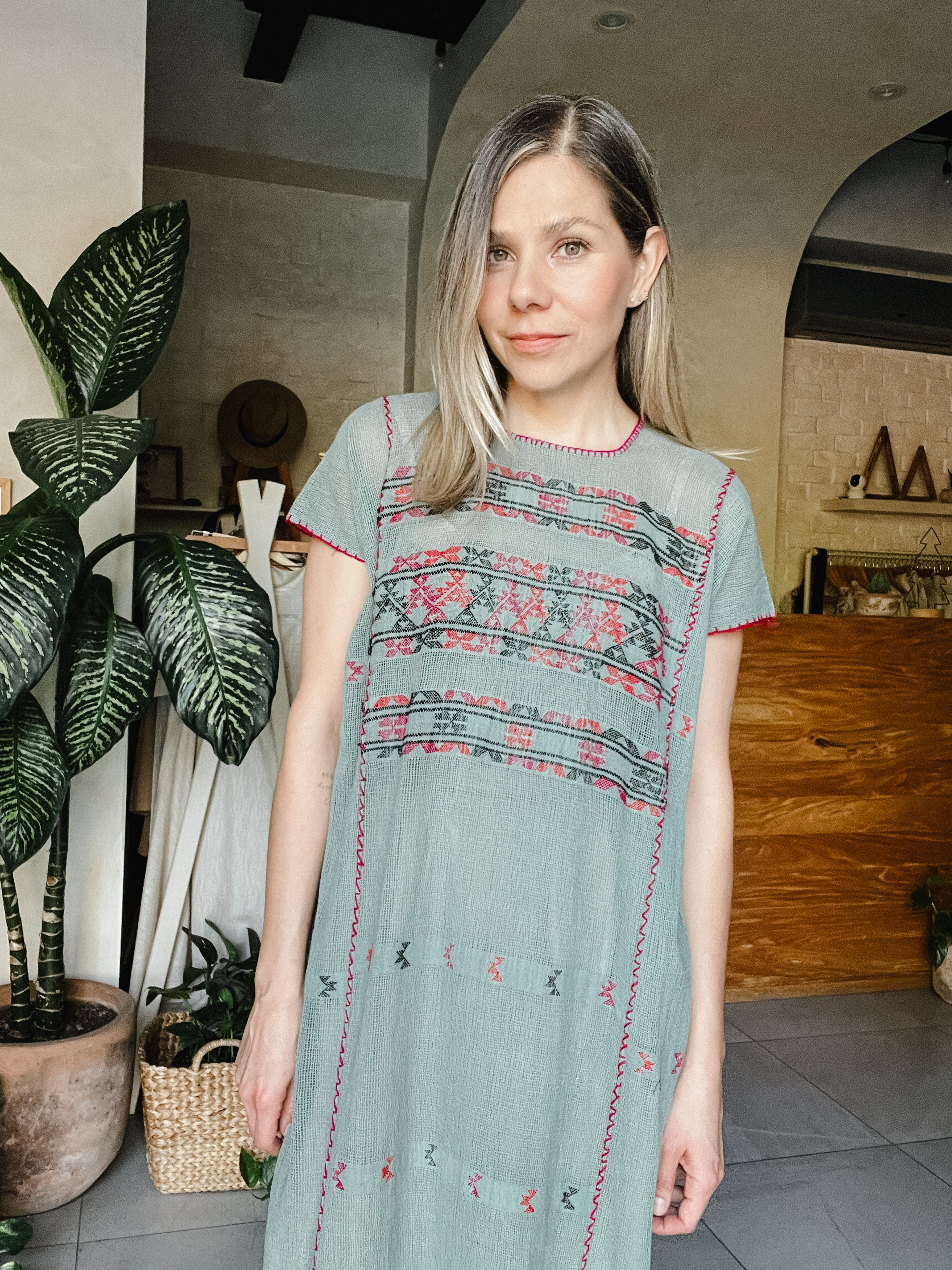 Huipil San Pedro azul verdoso Multicolor