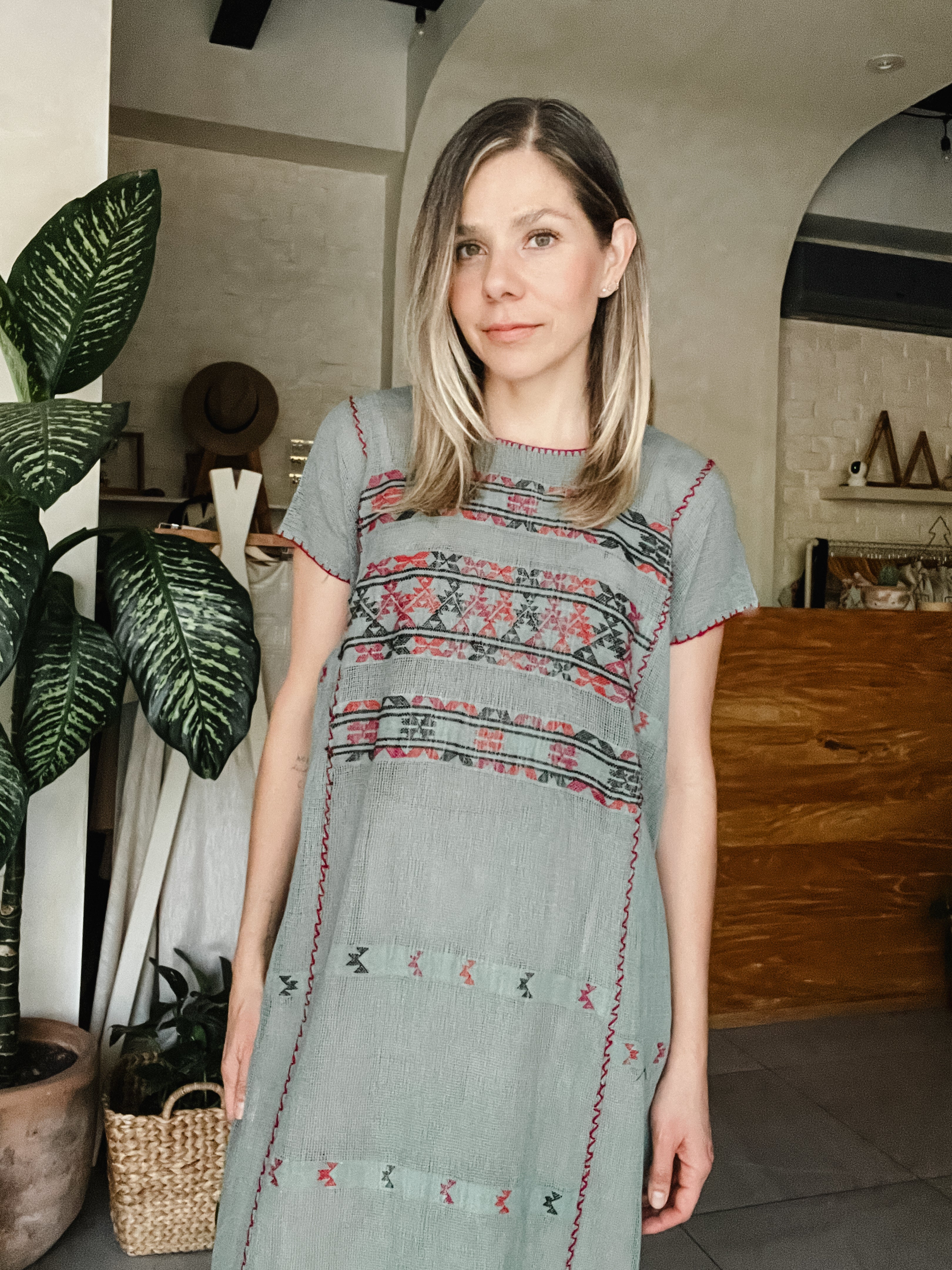 Huipil San Pedro azul verdoso Multicolor