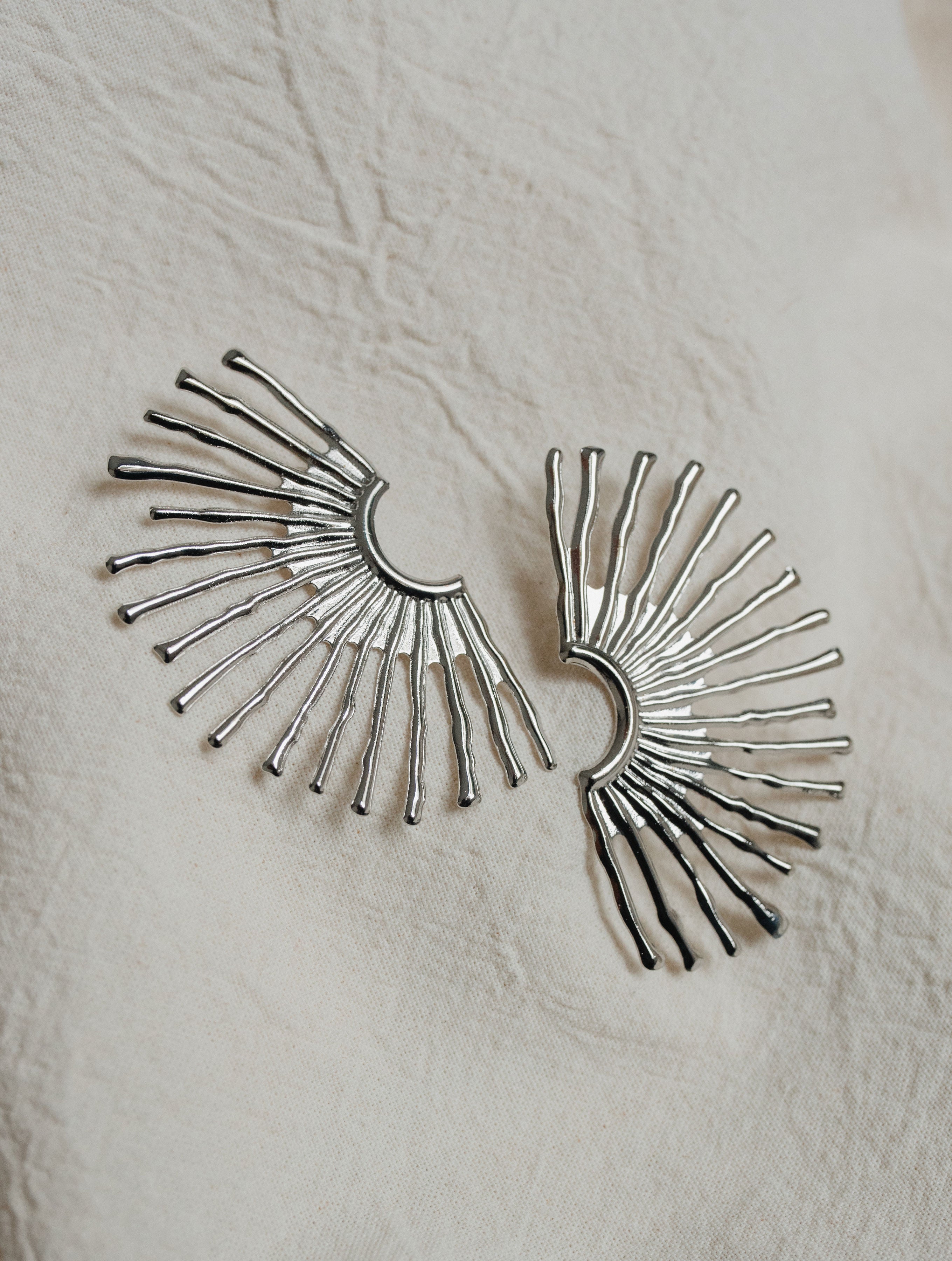 Aretes Abanico Plateado J71