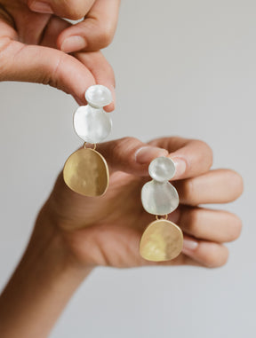 Aretes Círculo Triple Plata/Dorado D17