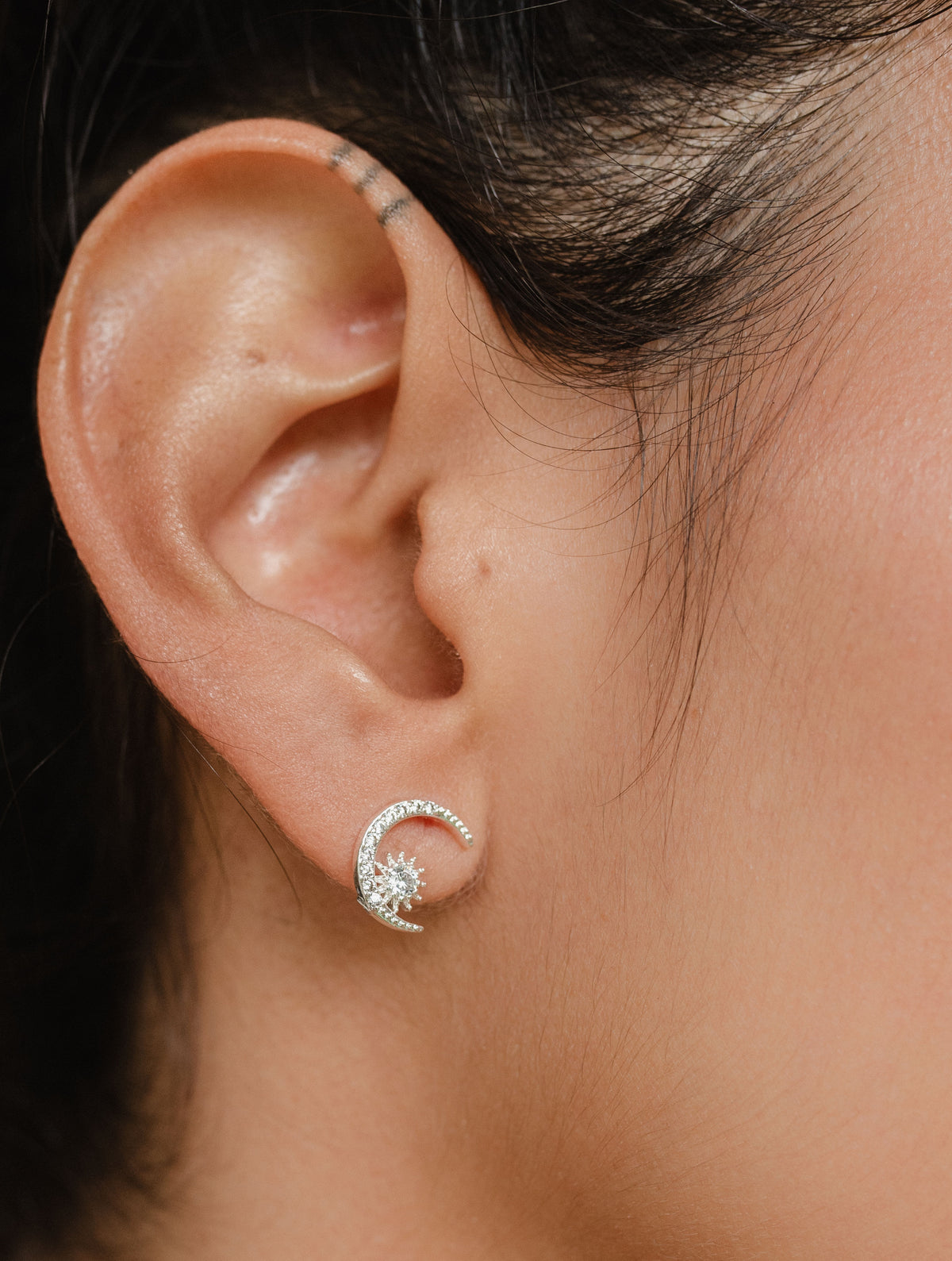Aretes Luna y Estrella Plata D14