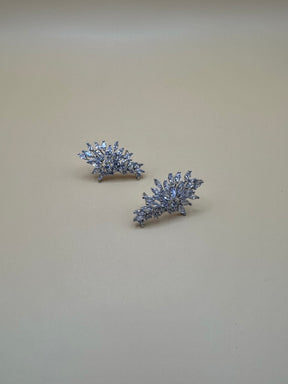 Aretes Plateados con Brillos M10