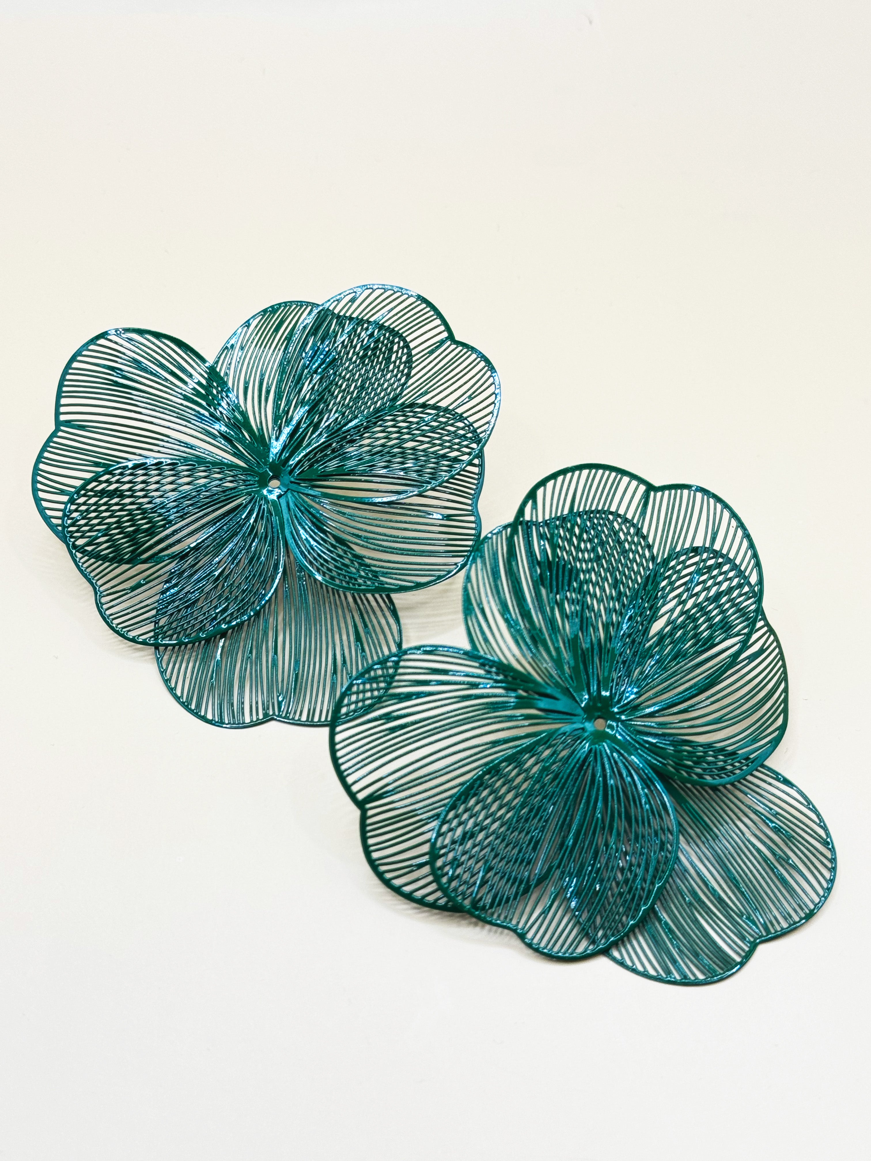 Aretes Flores Verdes Tipo Papel N115