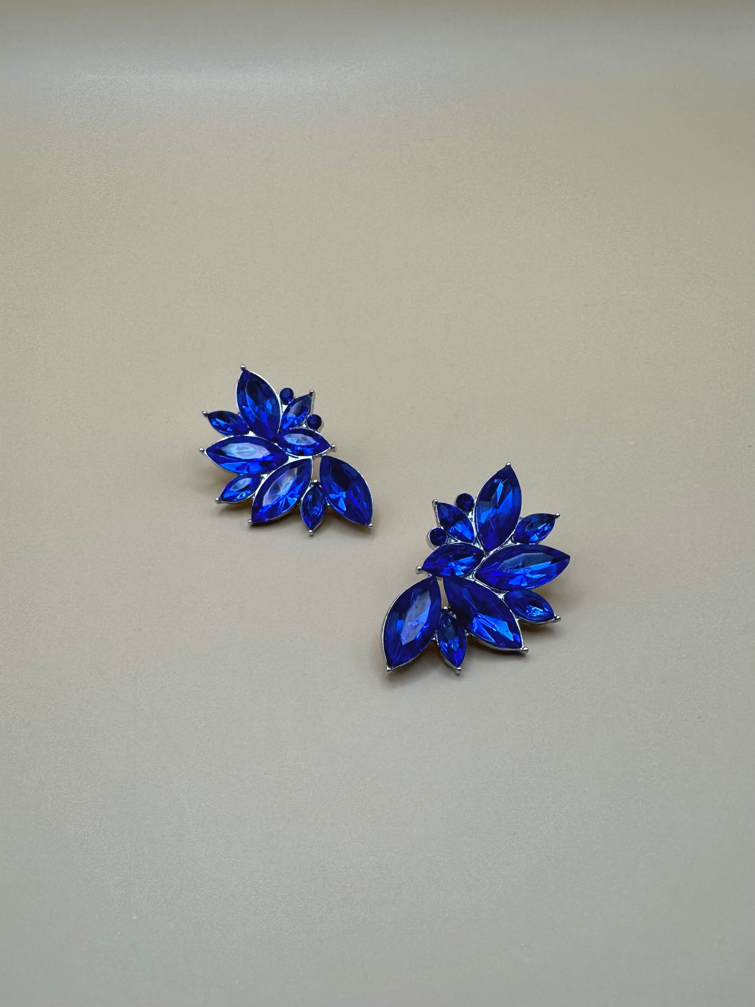 Aretes de Hojas Azul Rey M11