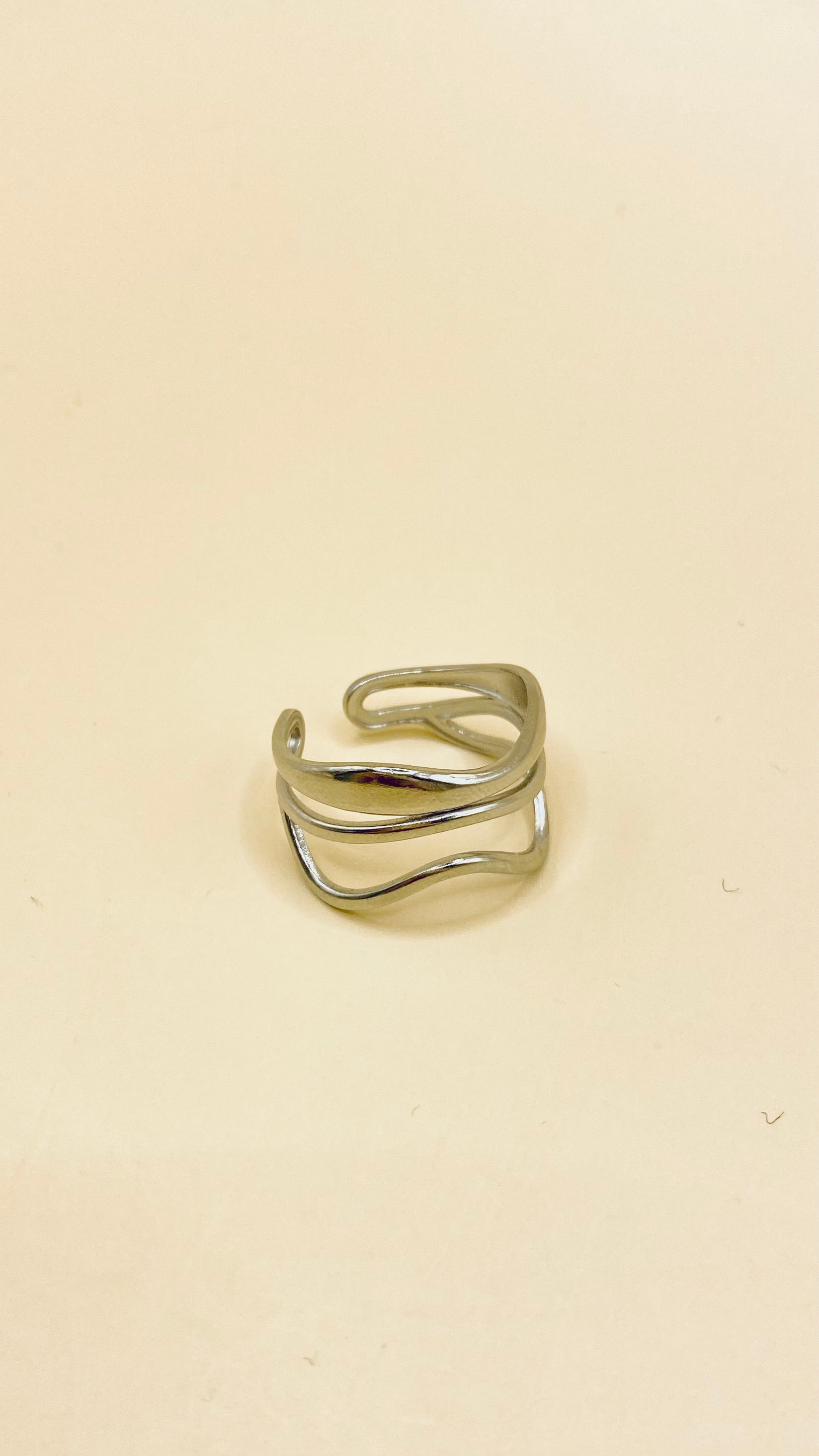 Anillo Triple Onda Plateado B18