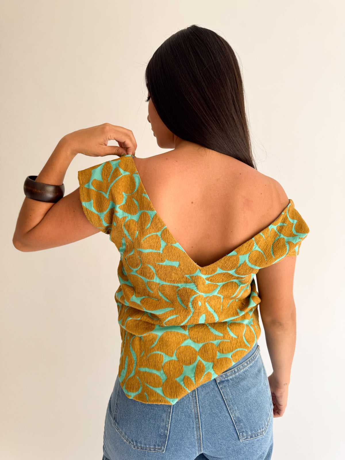 Blusa Jalapa V Menta/Dorado