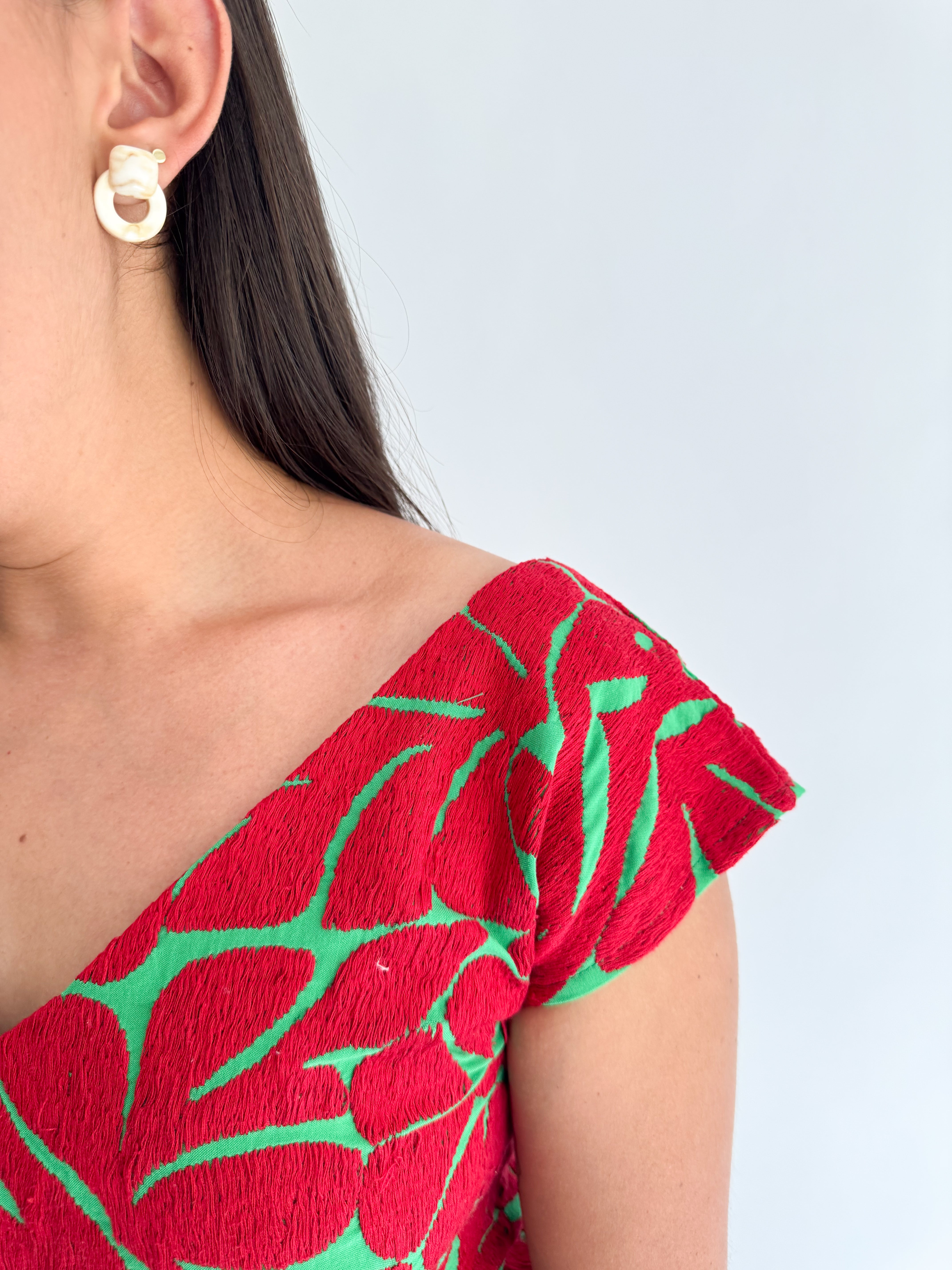 Jalapa V Green/Red Blouse