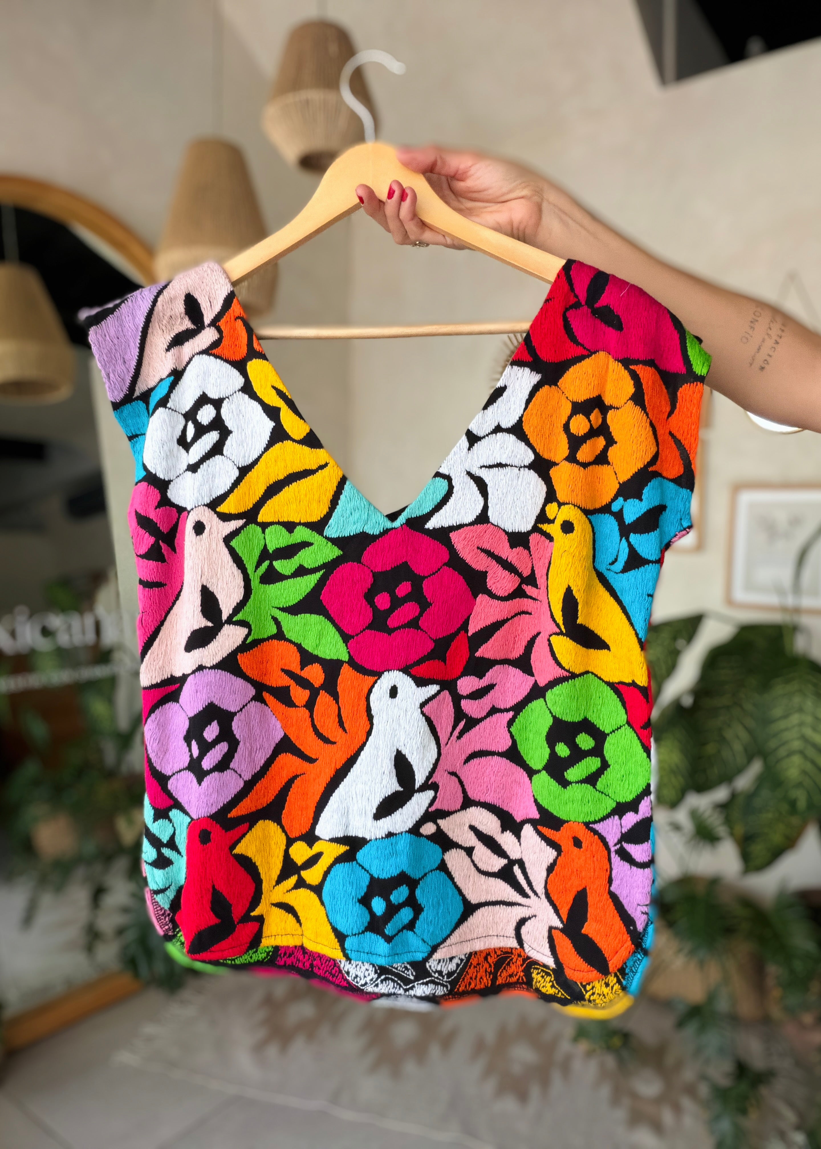 Jalapa V Bone Nude Blouse