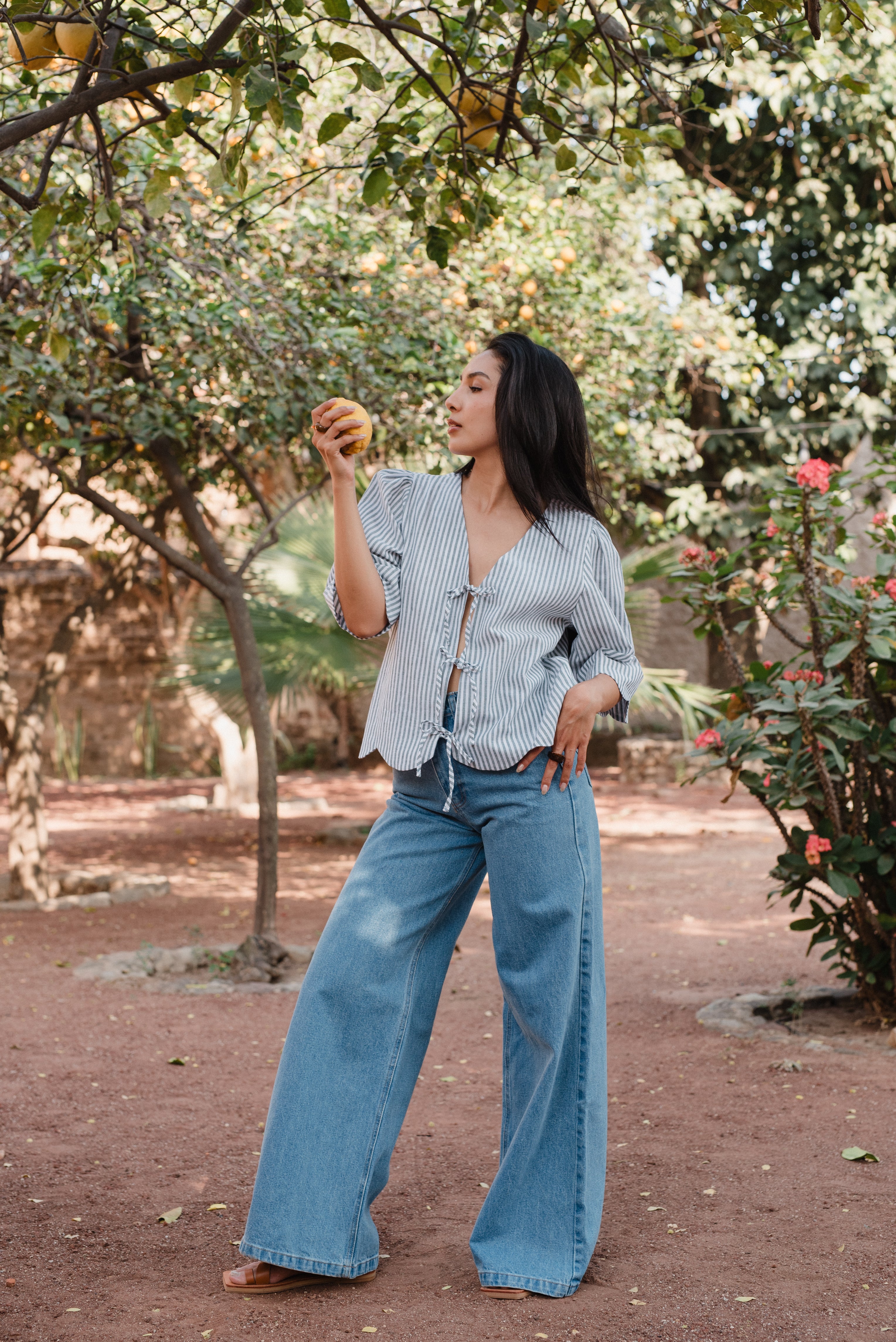 Romantic Green Lines Blouse