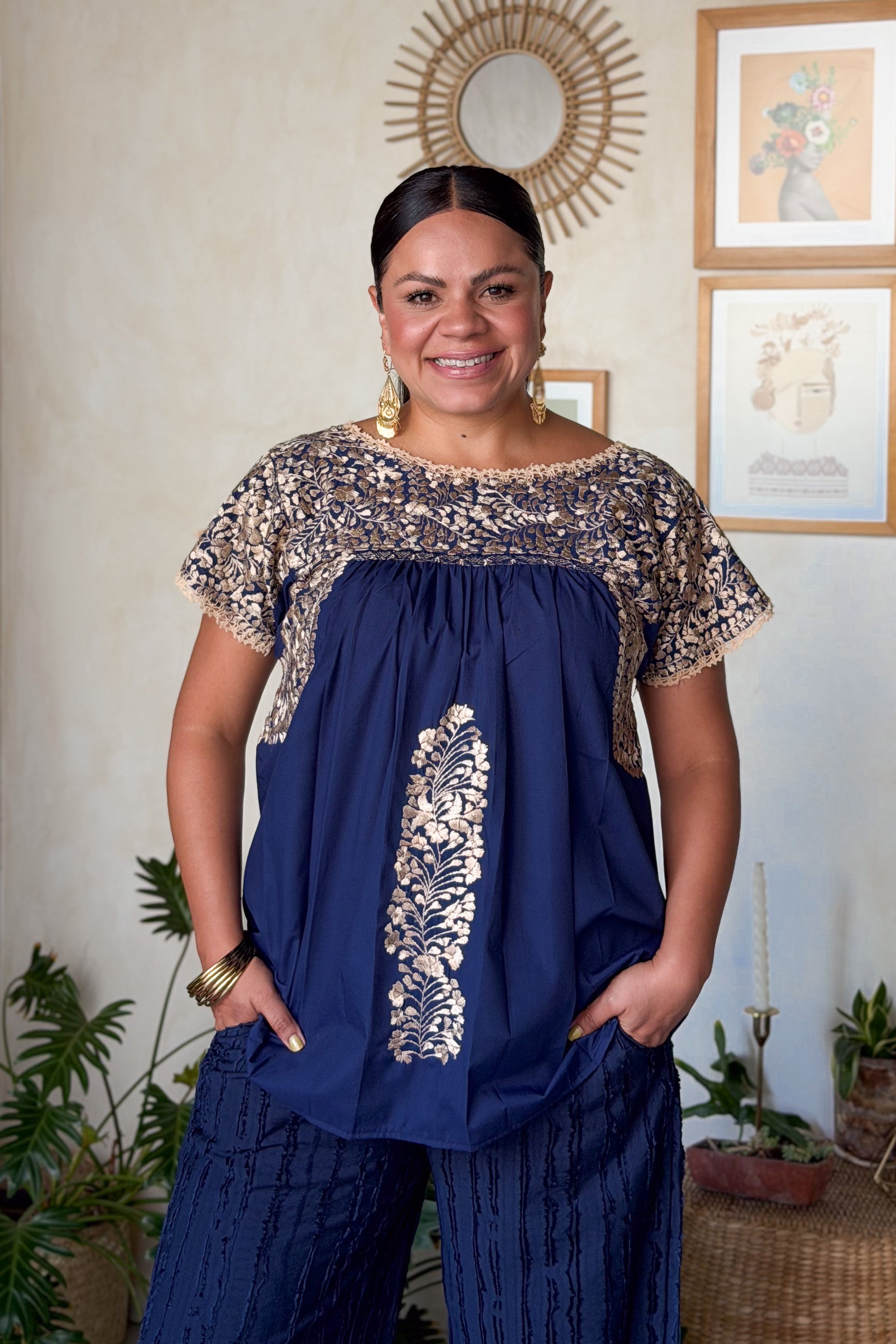 Blusa San Antonino Azul Dorada