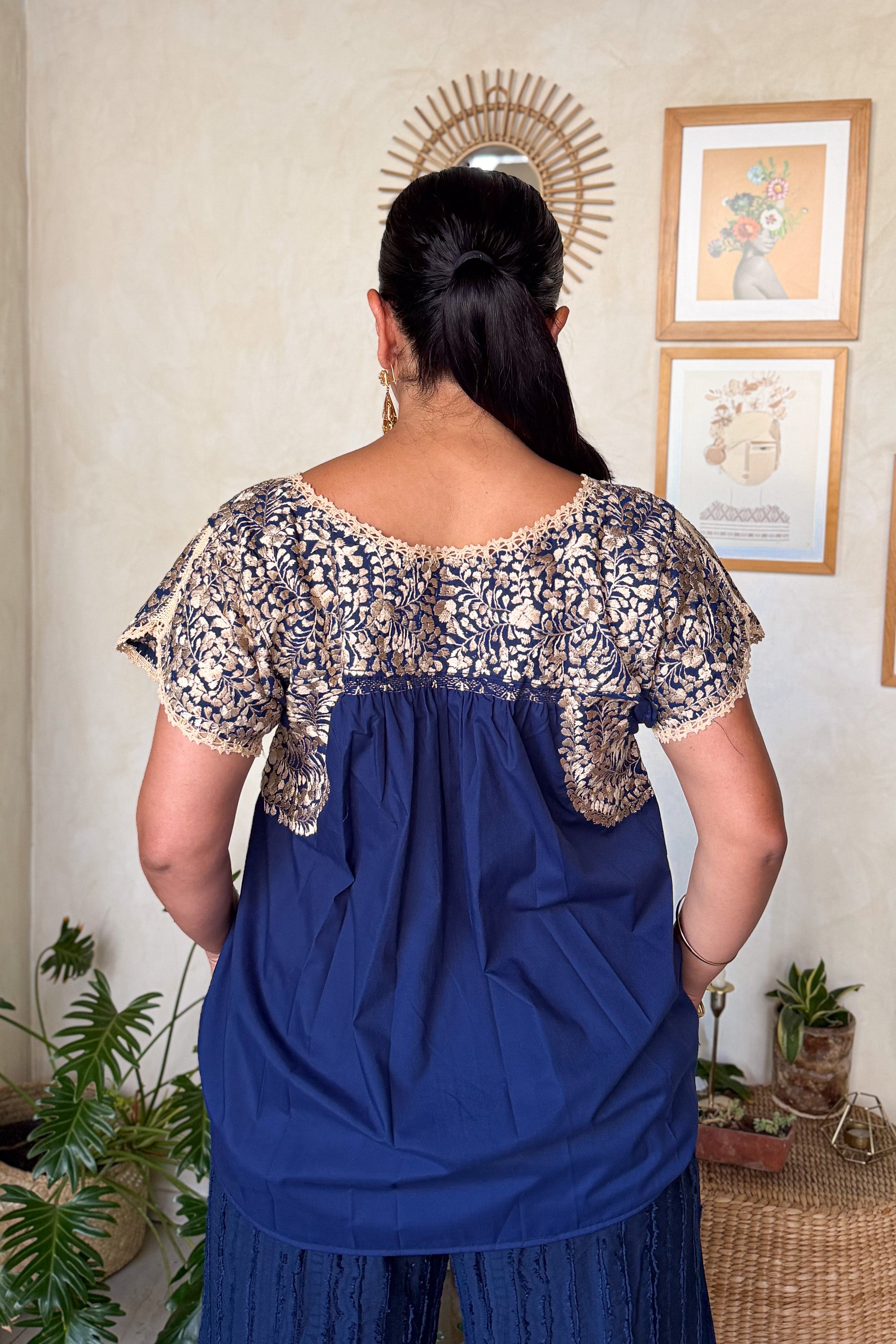 Blusa San Antonino Azul Dorada