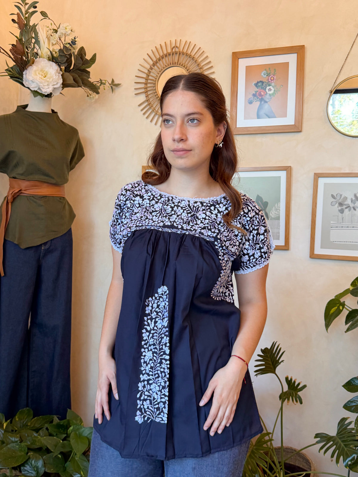 Blusa San Antonino Azul Marino Blanco