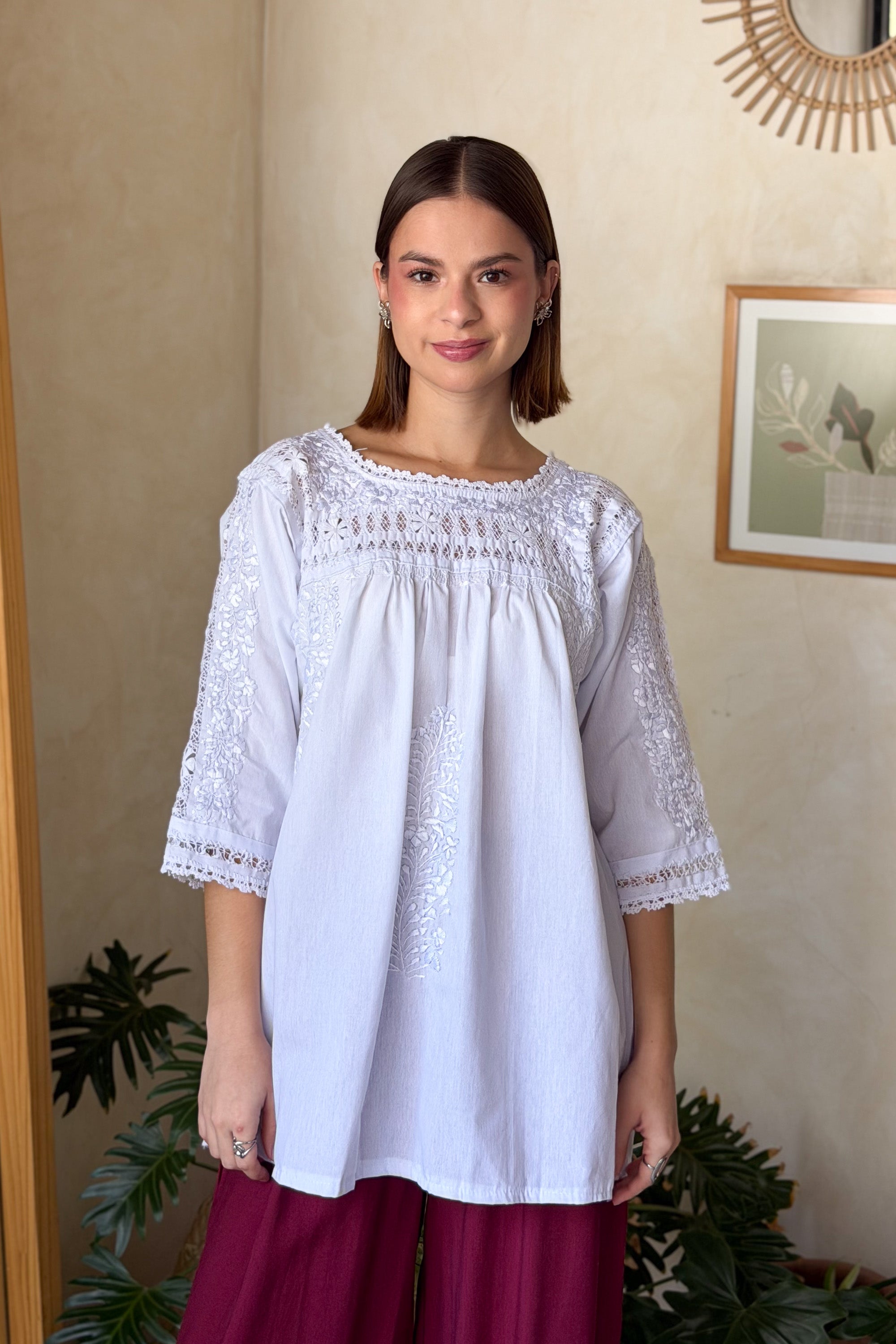 Blusa San Antonino Deshilada Blanca