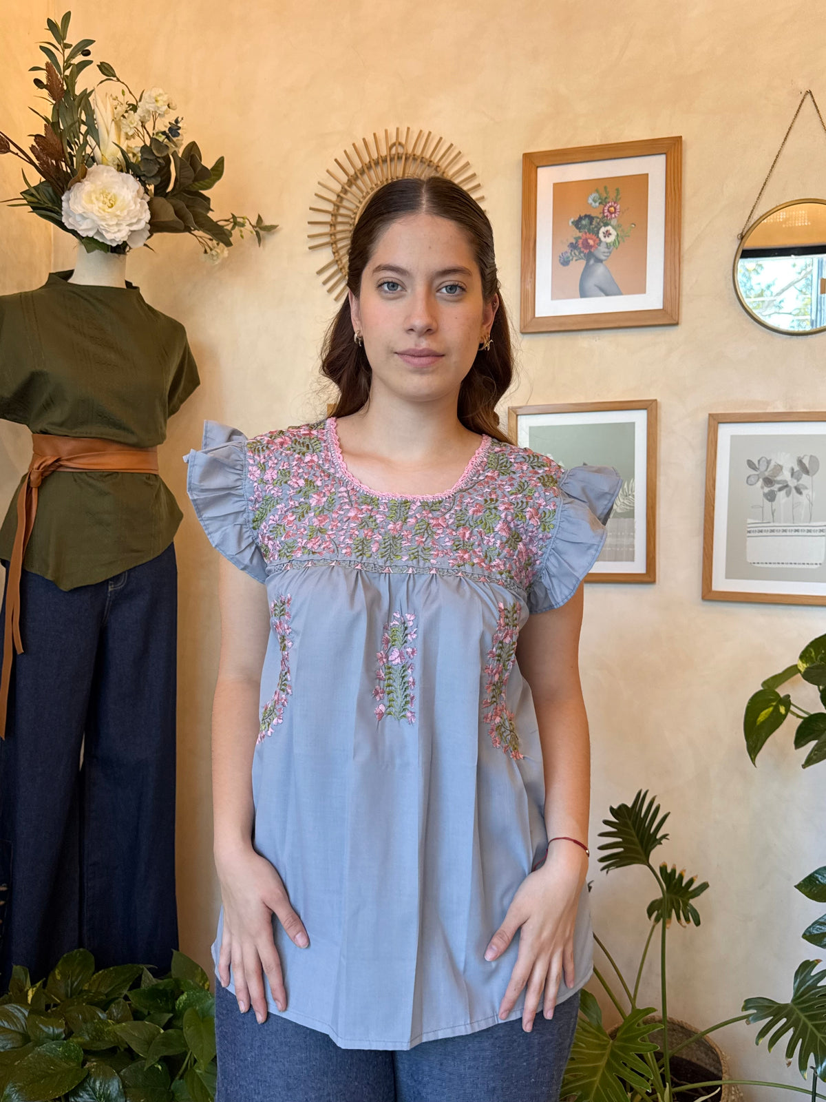 Blusa San Antonino Gris Rosa
