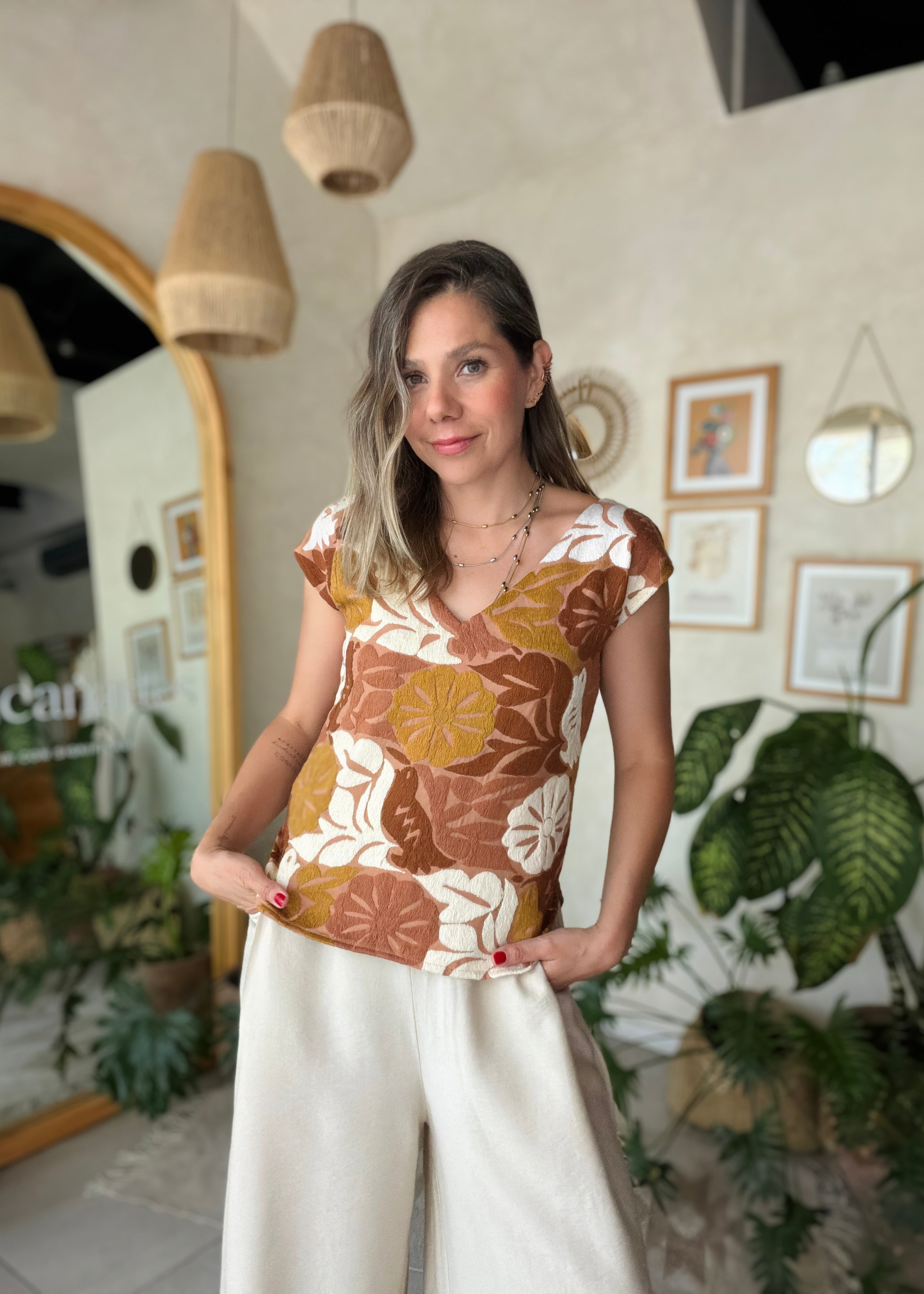 Blusa Jalapa V Kaki Cafés