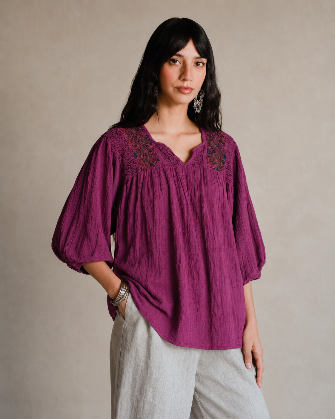San Antonia blouse with sleeves