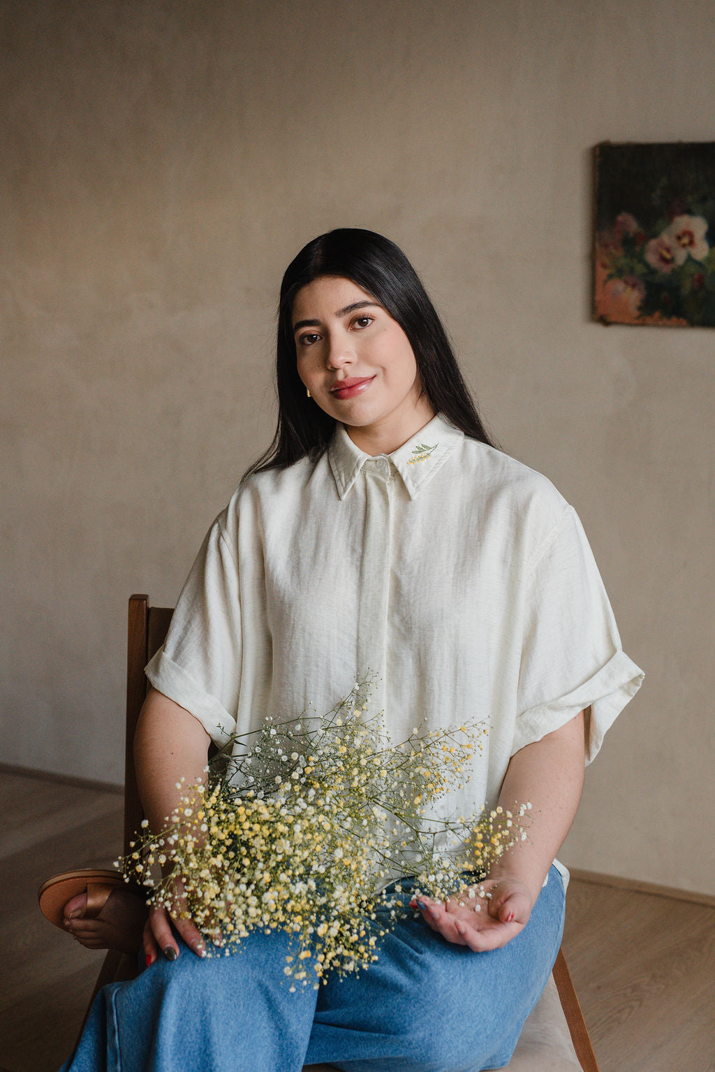 Short-sleeved linen shirt