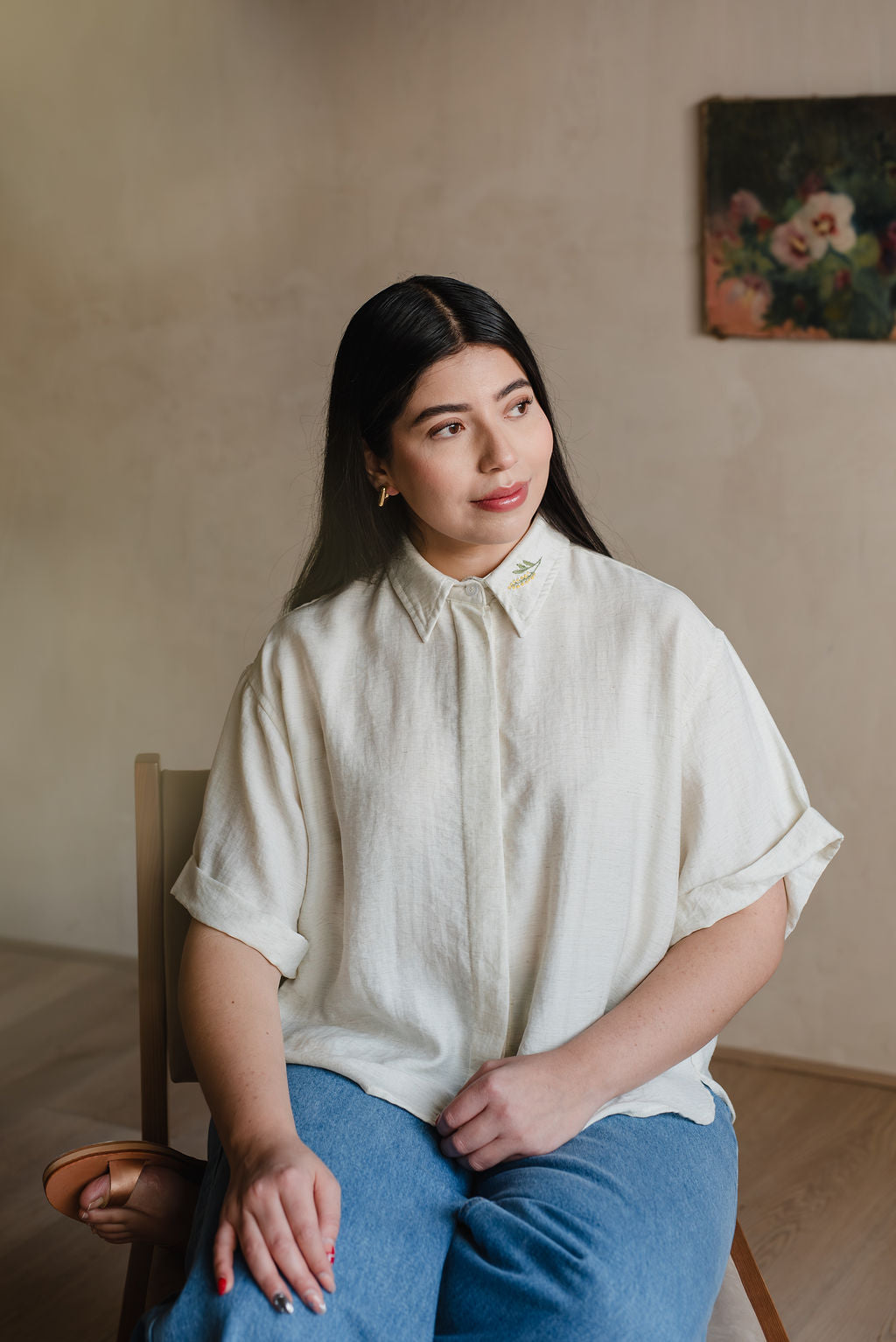 Short-sleeved linen shirt
