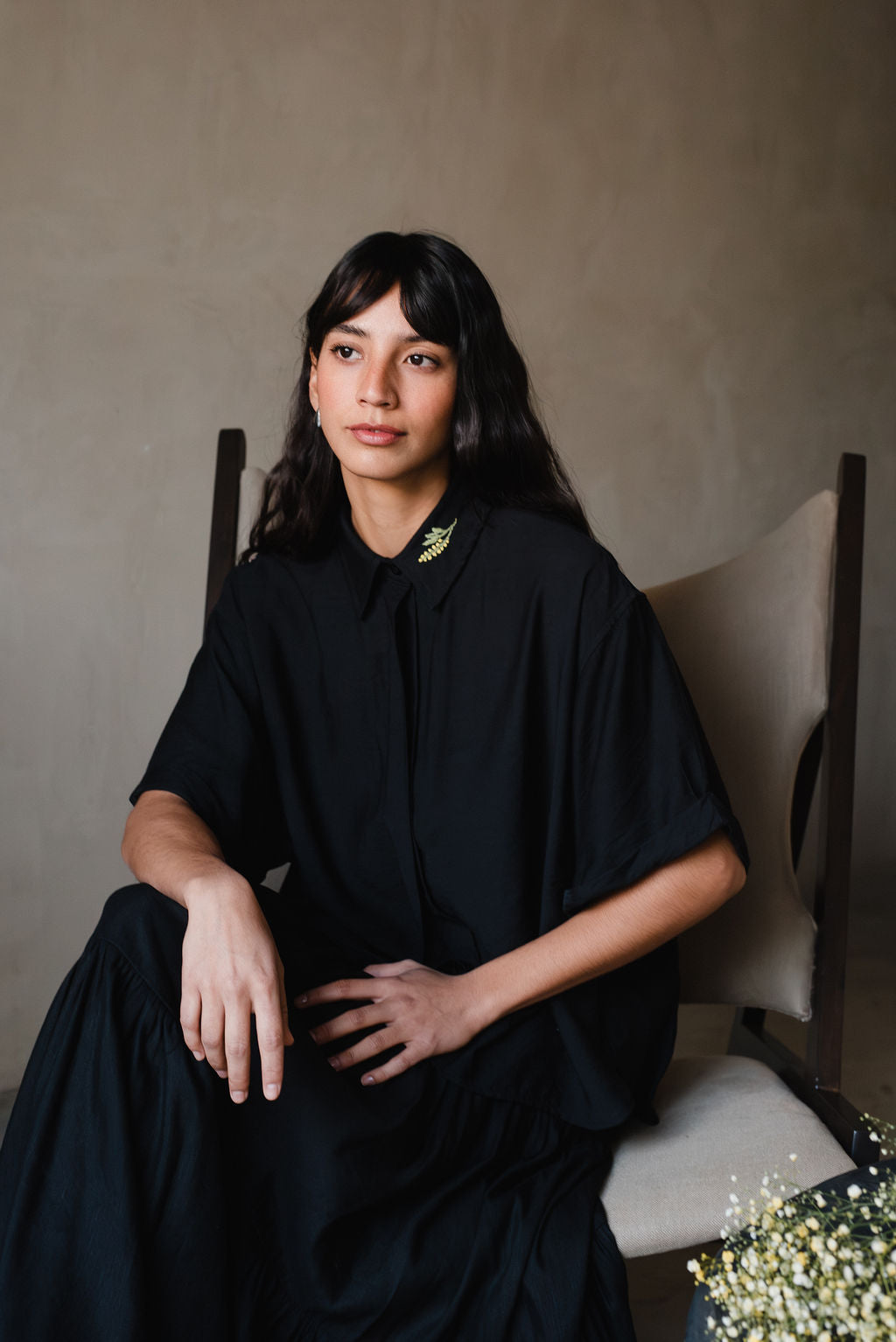 Short-sleeved linen shirt