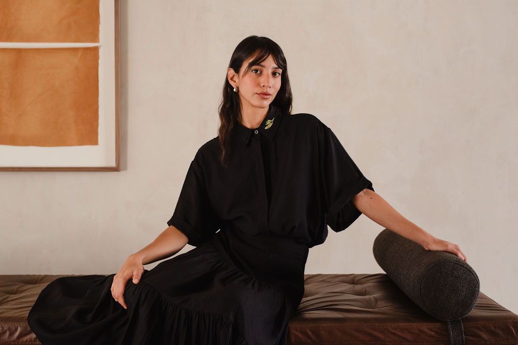 Short-sleeved linen shirt