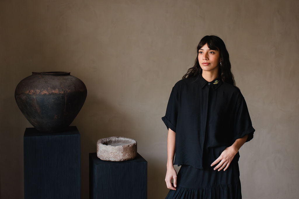 Short-sleeved linen shirt