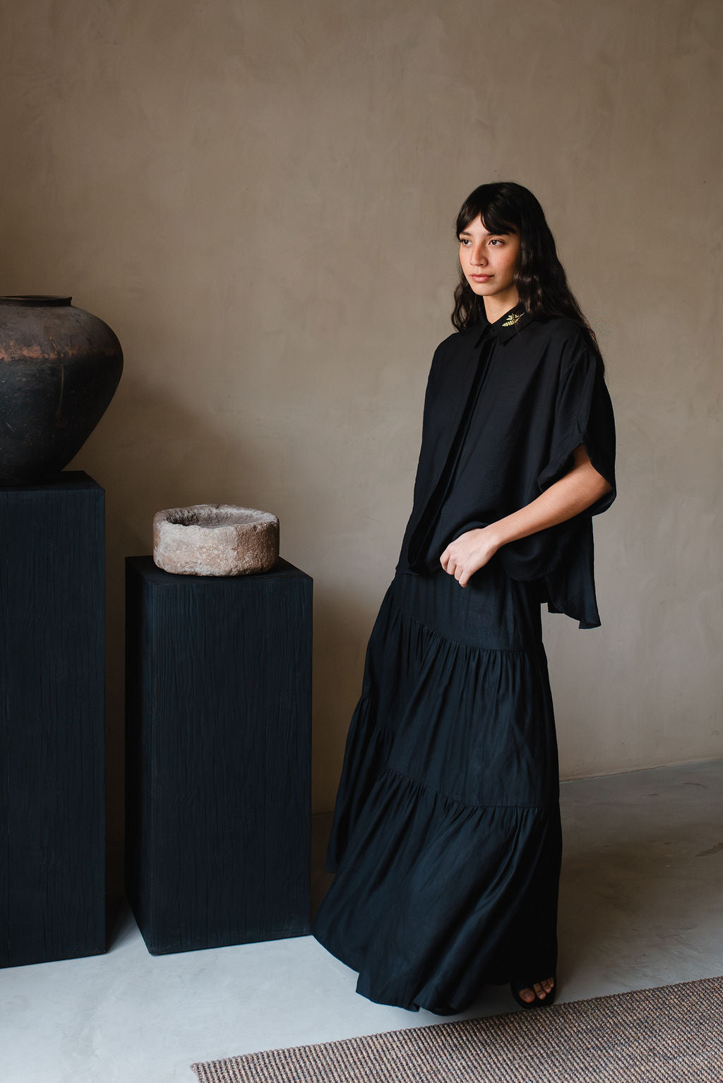 Short-sleeved linen shirt