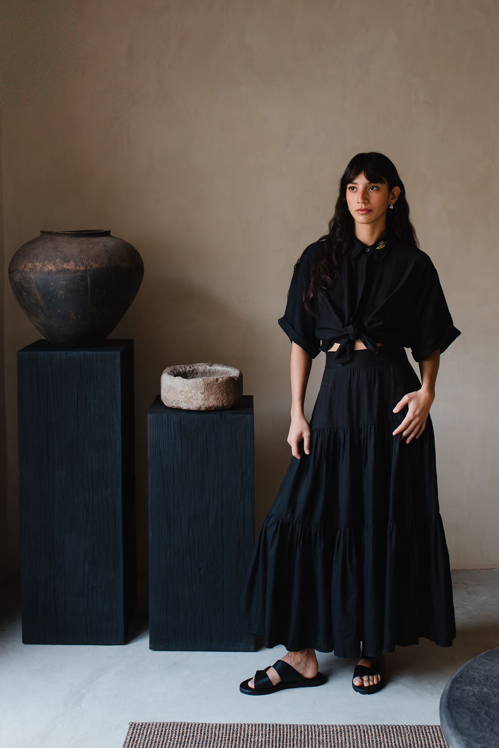 Short-sleeved linen shirt
