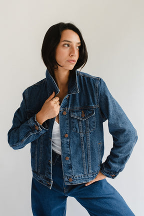 Chamarra Fit Mezclilla Azul Oscura