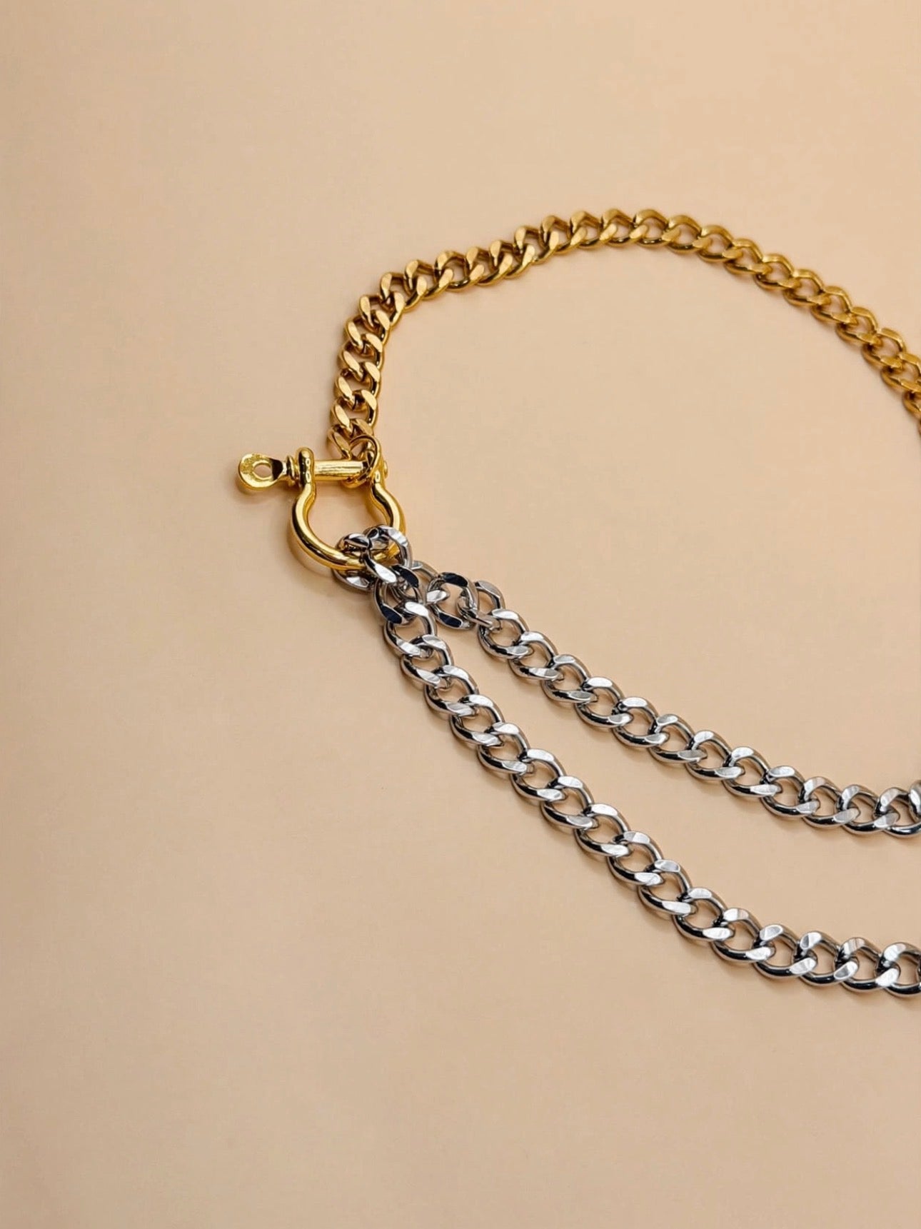 Collar Bicolor Plata y Oro L12
