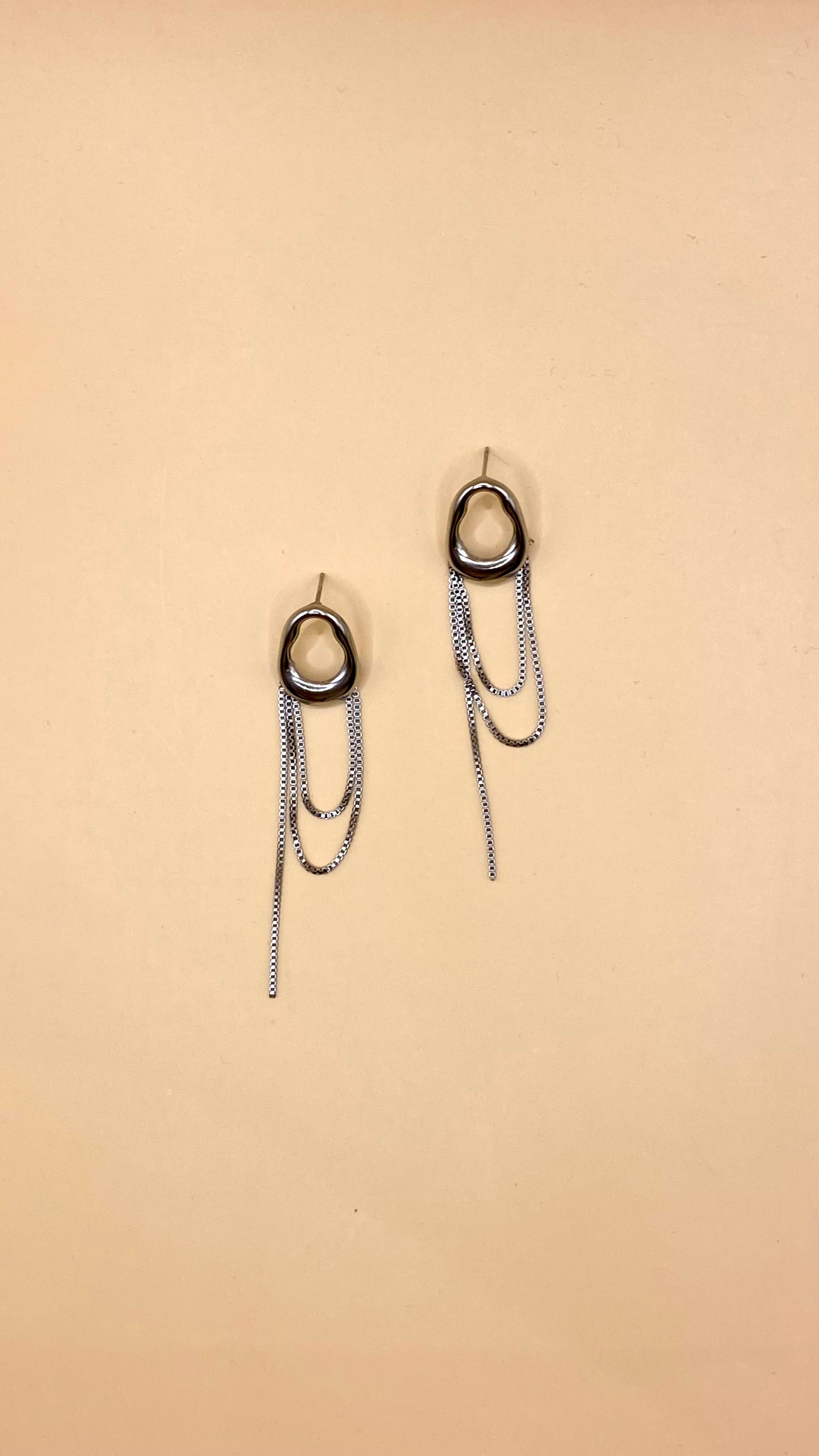 Aretes Plata Ovalo Con Tiras F10