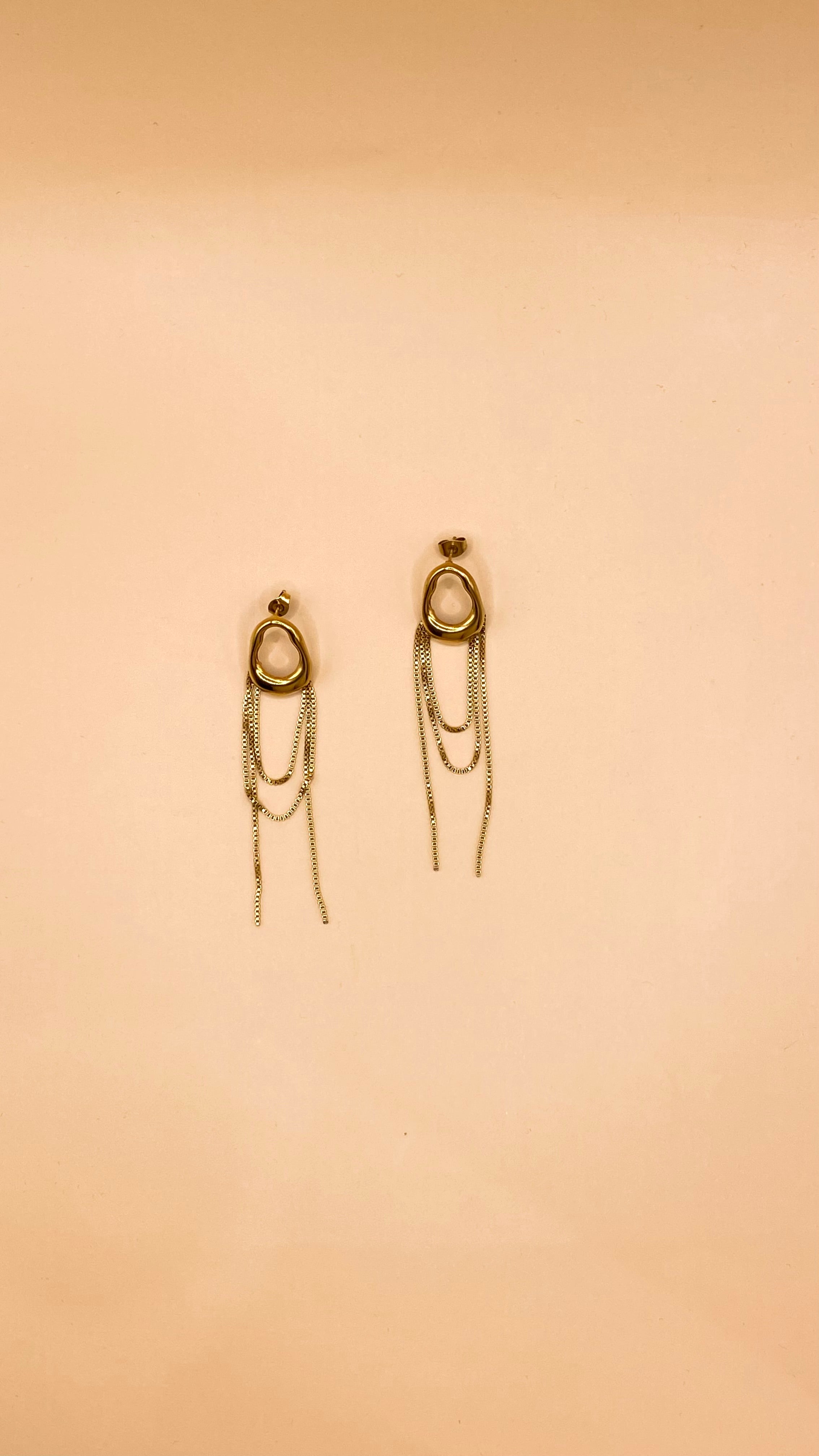 Aretes Dorados Ovalo con tiras F8