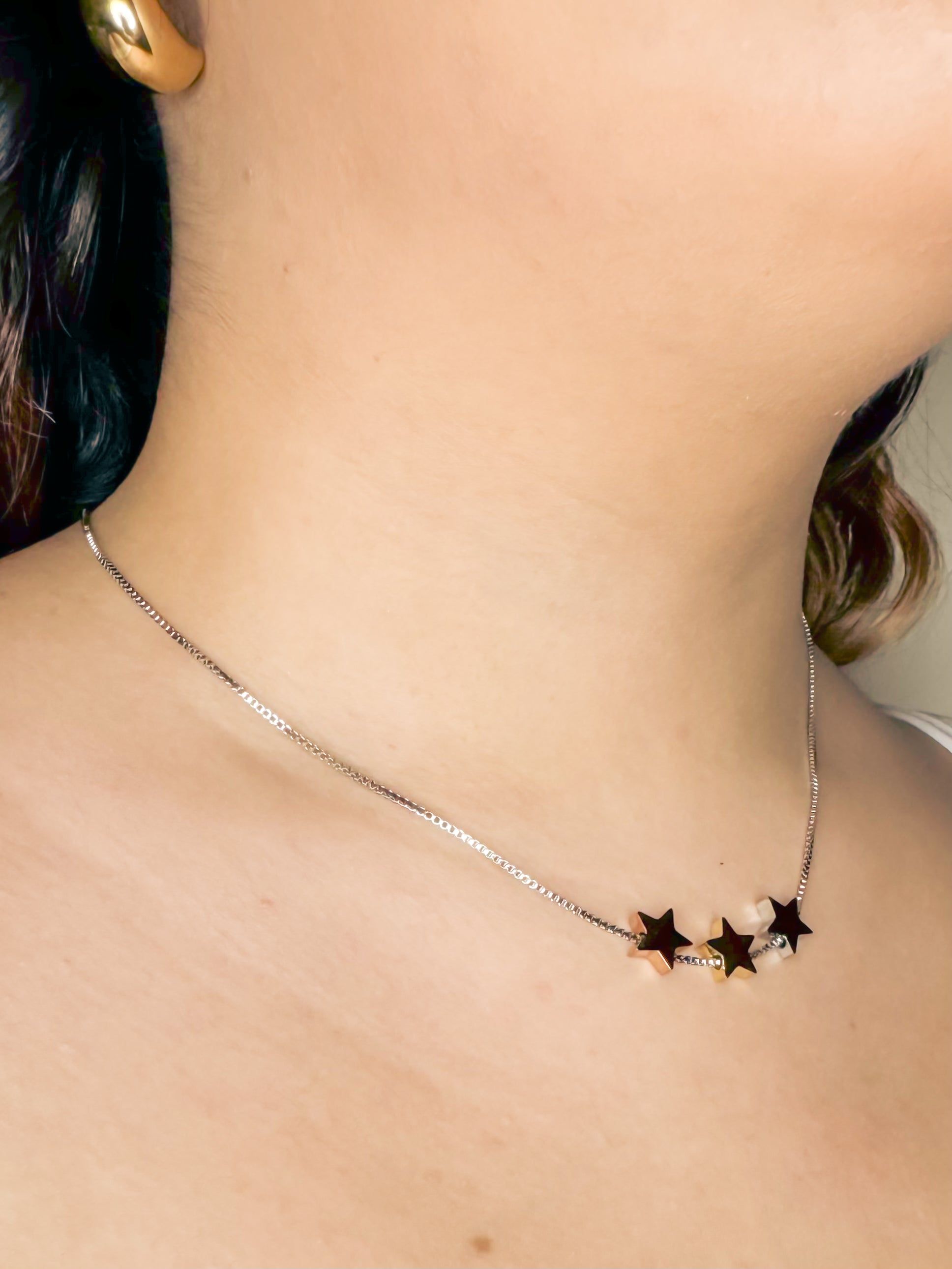 Collar Estrellas Plateado J83