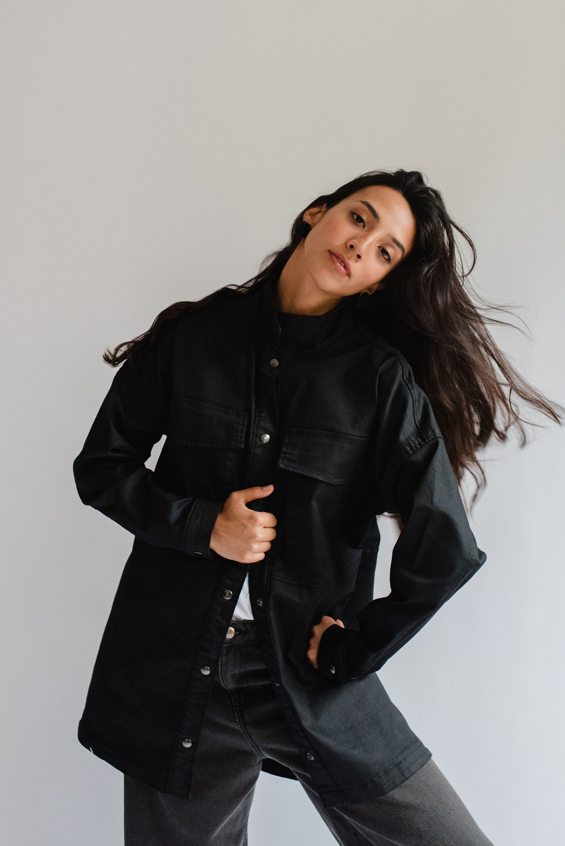 Two-tone Denim Jacket with Embroidered Map