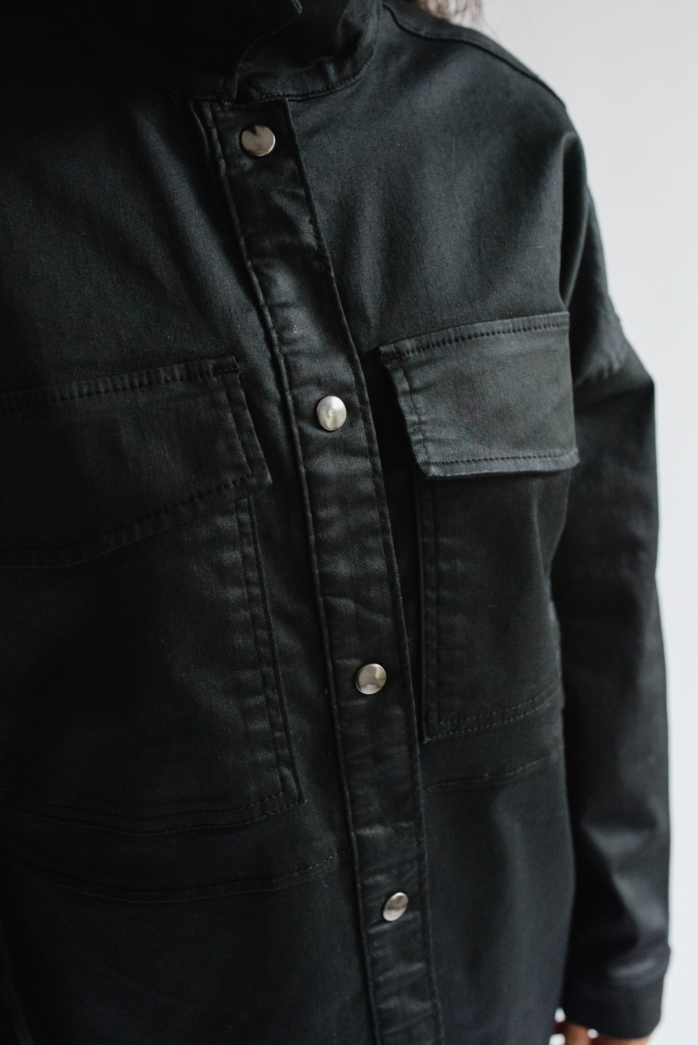Two-tone Denim Jacket with Embroidered Map