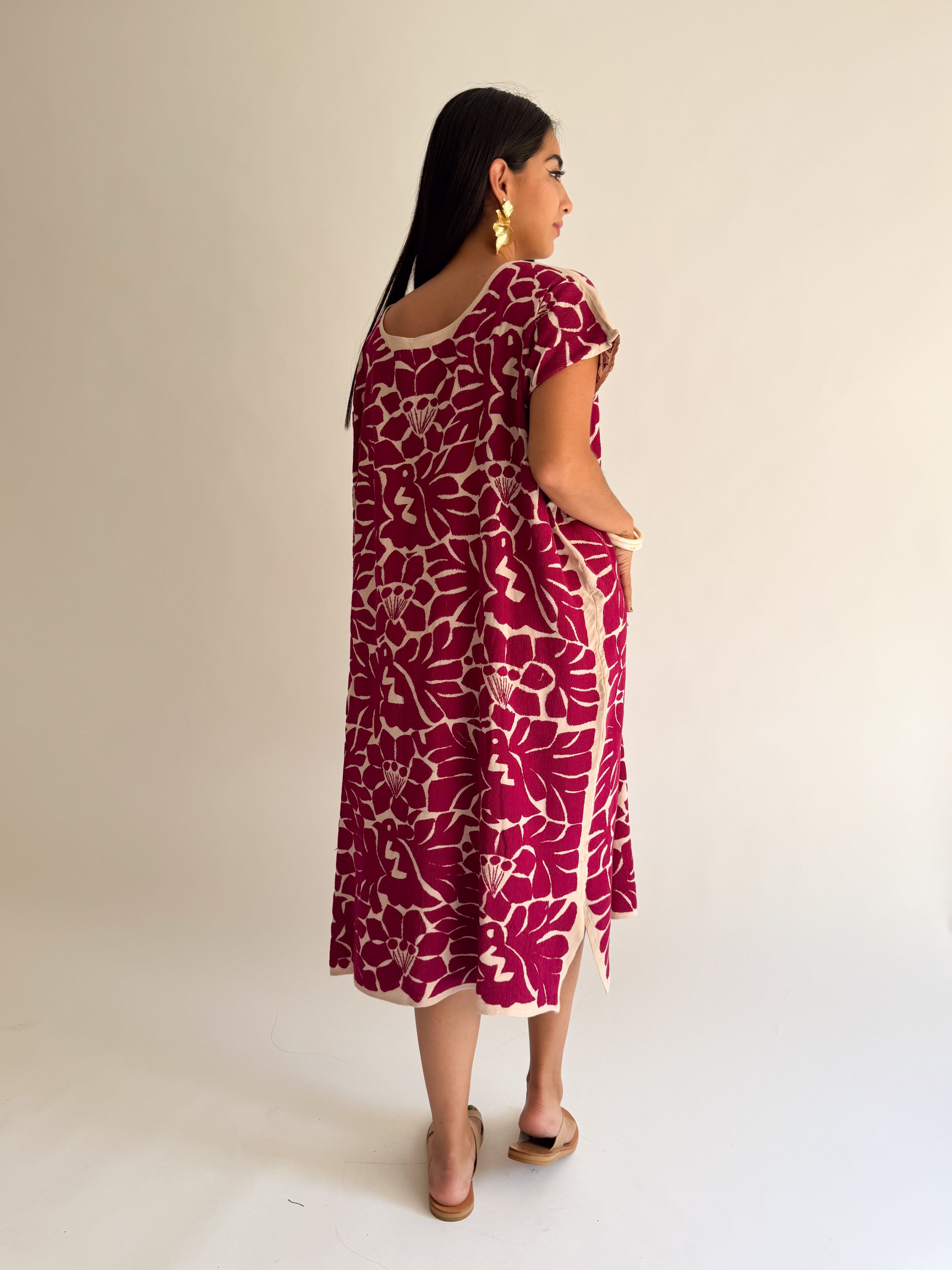 Huipil Jalapa Nude/Burgundy