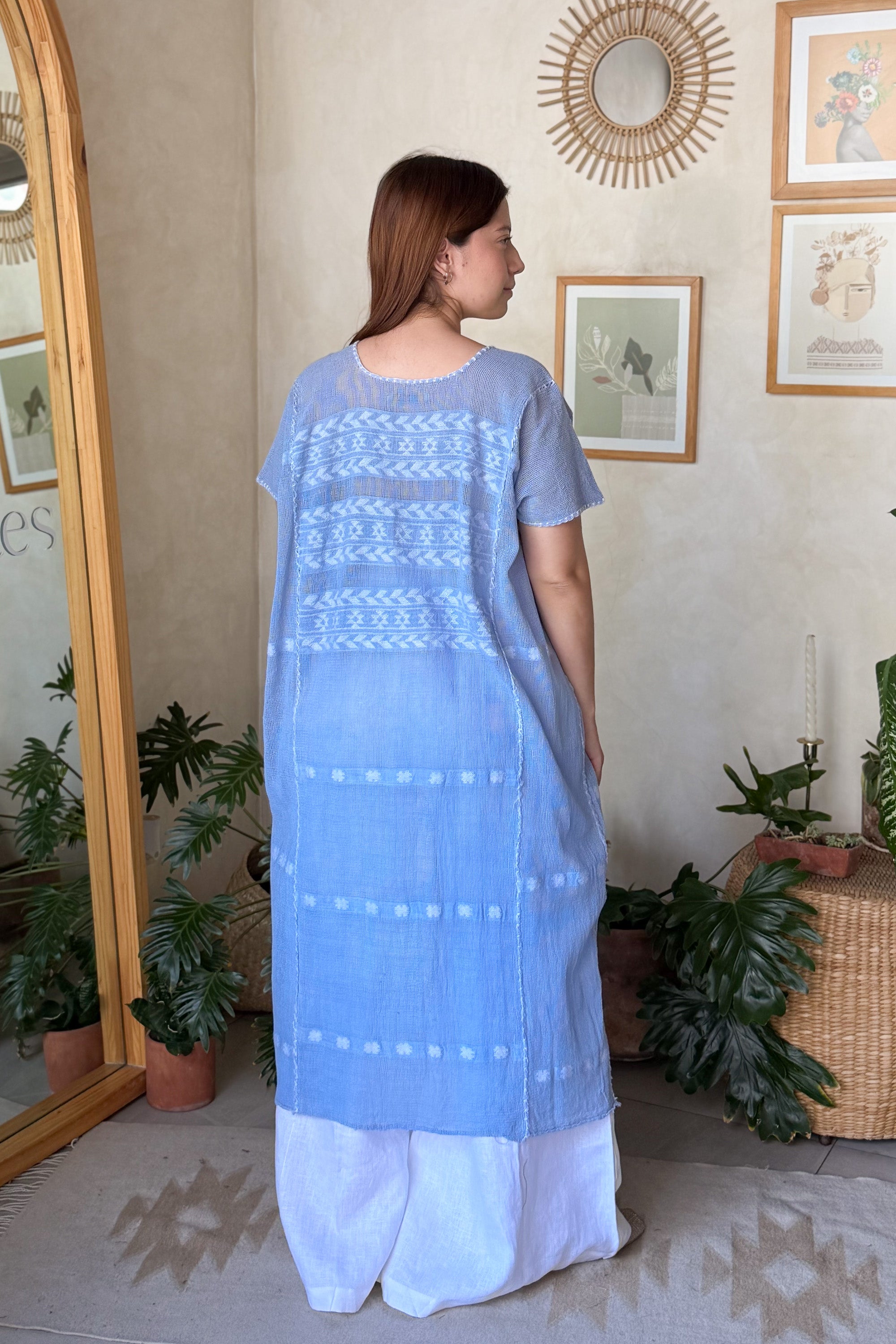 Huipil San Pedro Azul Blanco