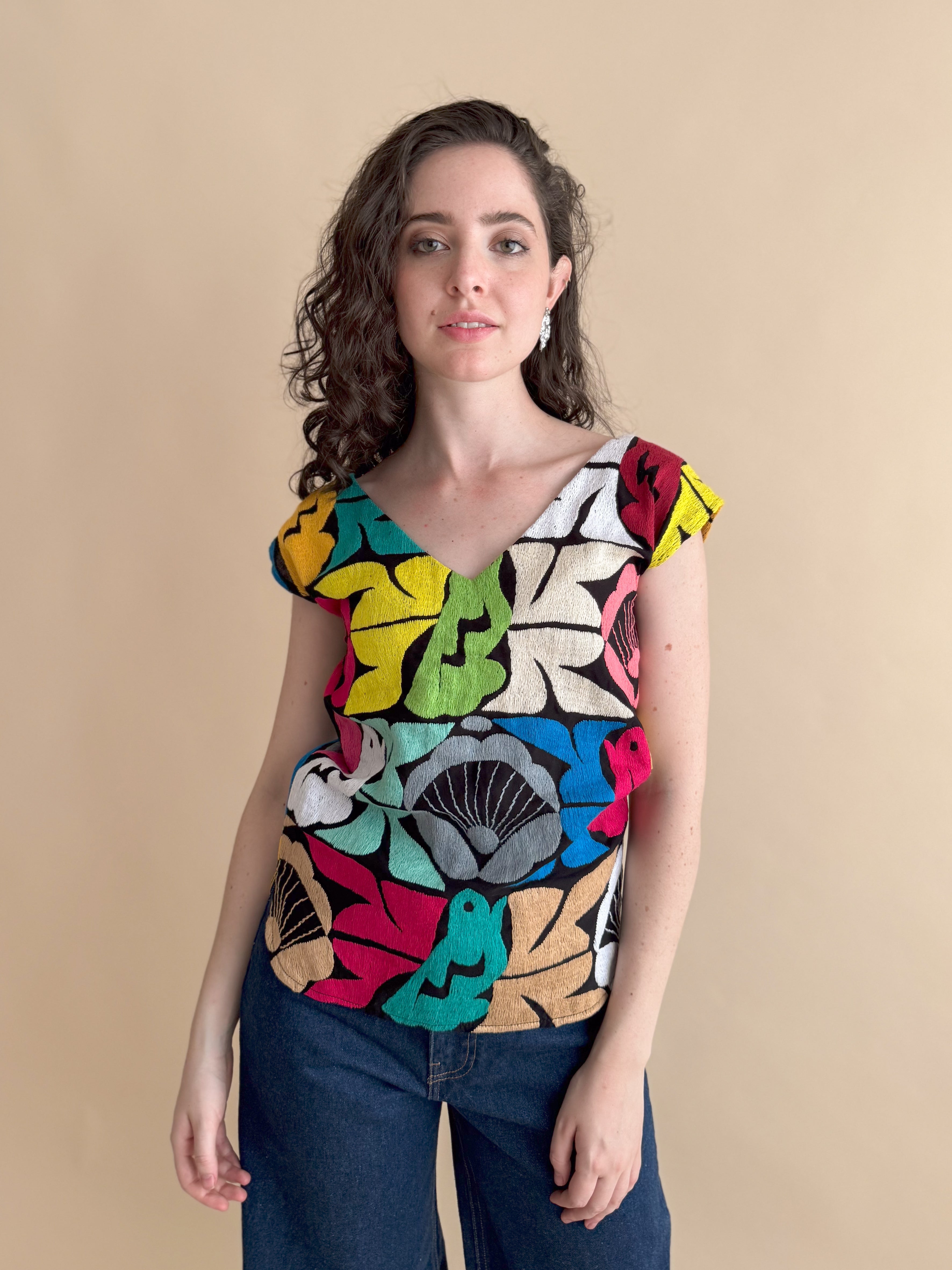 Jalapa V Black Multicolor Blouse