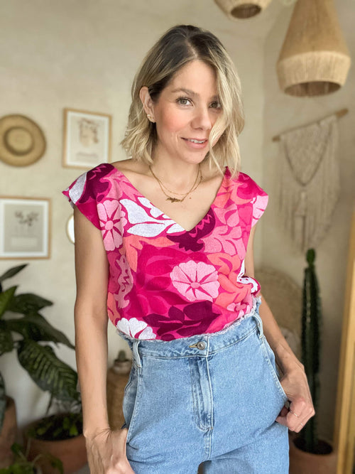 Blusa Jalapa V Rosa/Rosas