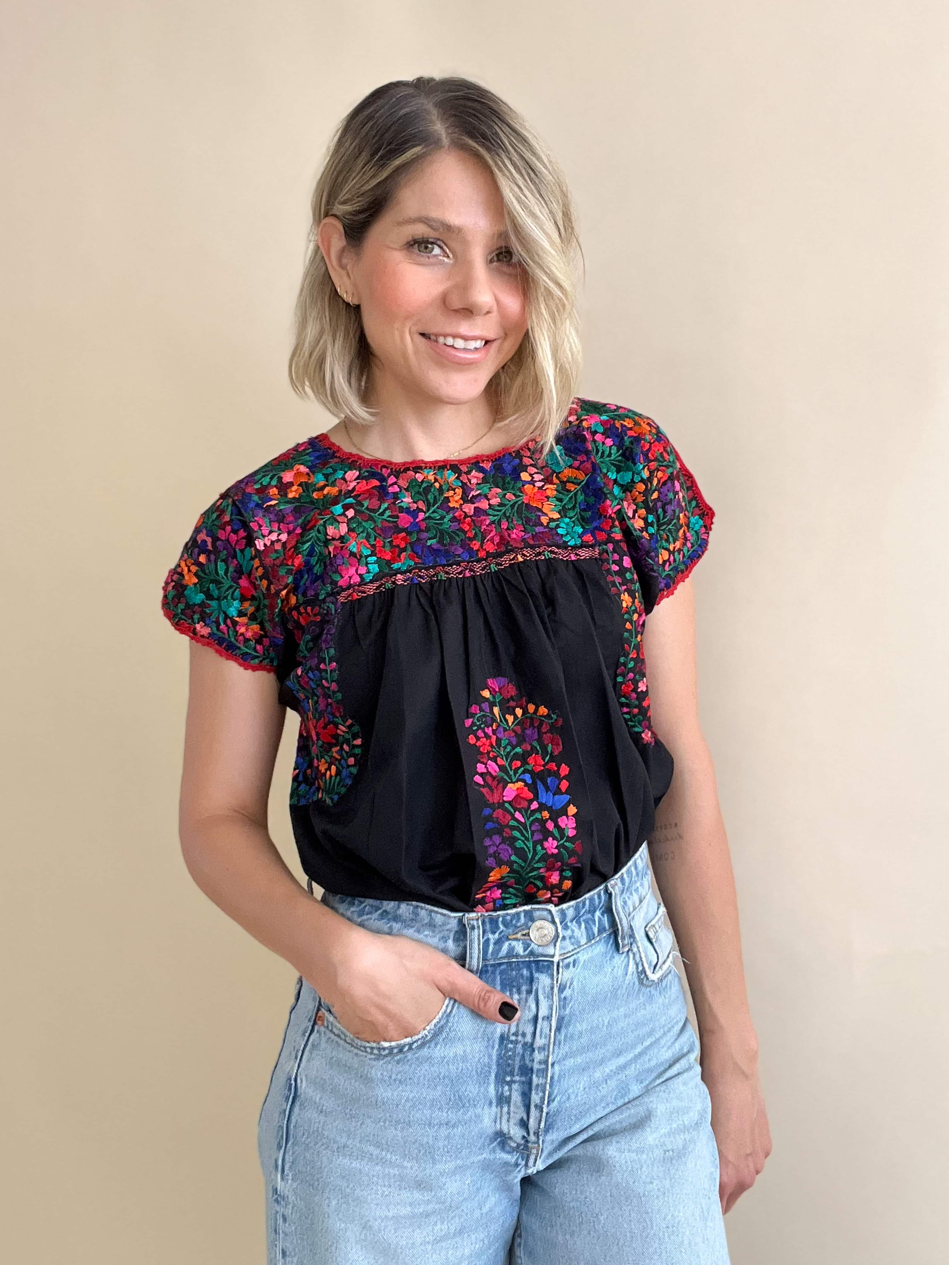 Blusa San Antonino Negro/Multicolor