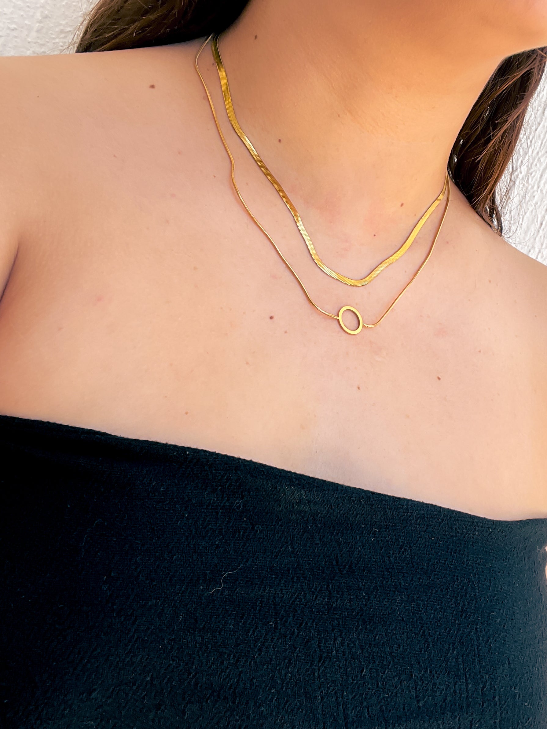 Collar Doble Circulo Dorado J69