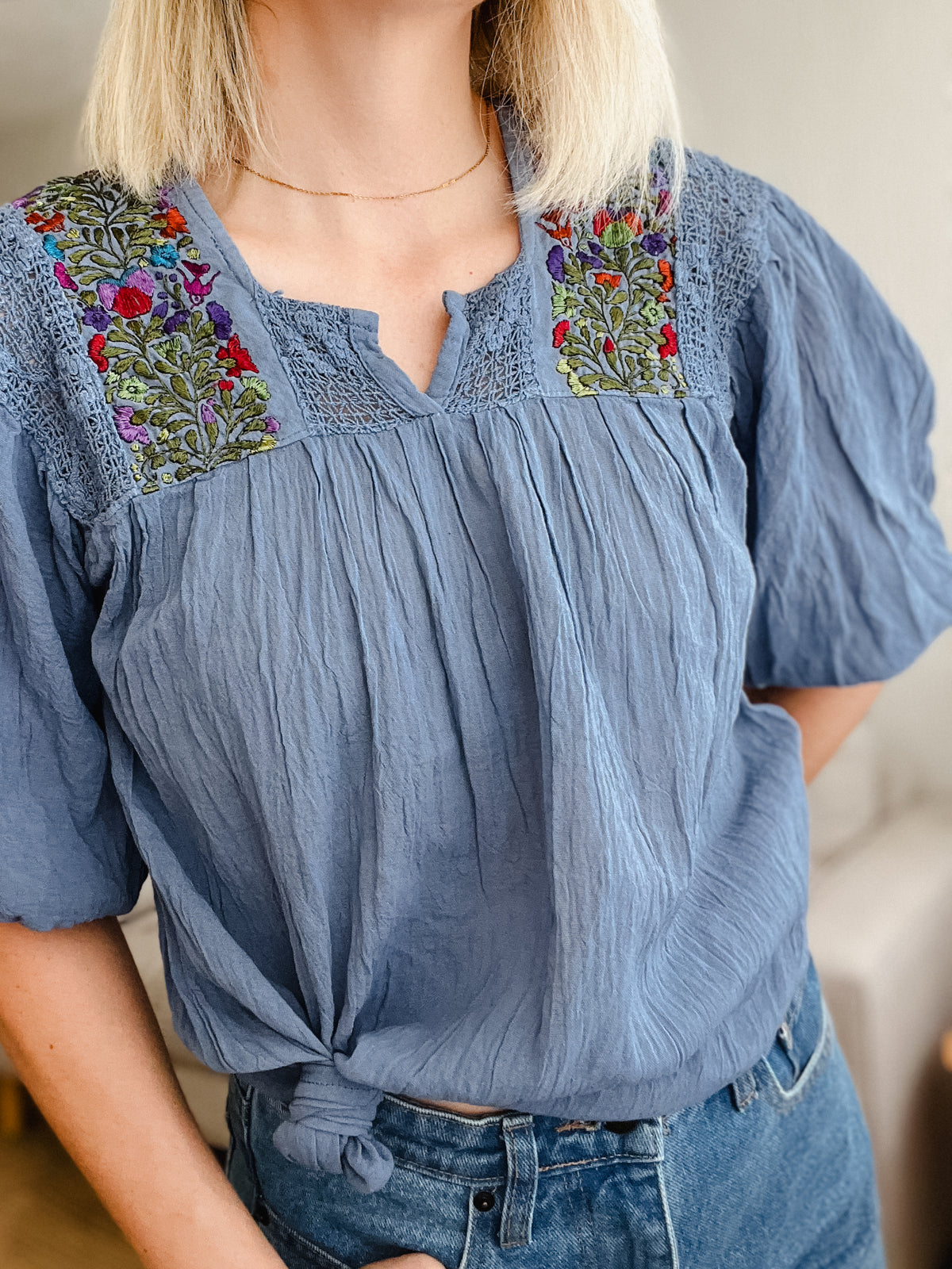 Blusa San Antonia Azul con Manga