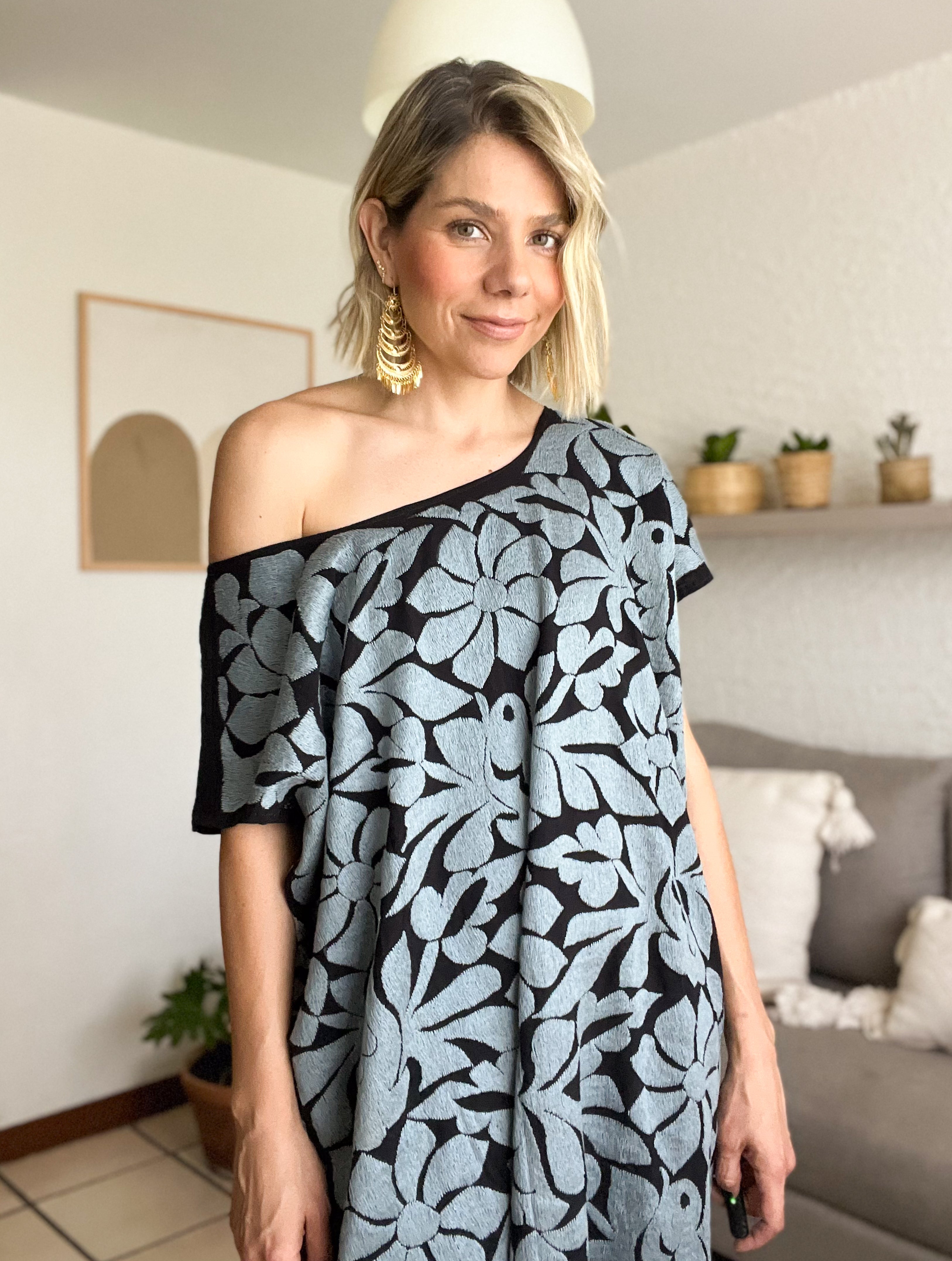 Huipil Jalapa Negro/Gris