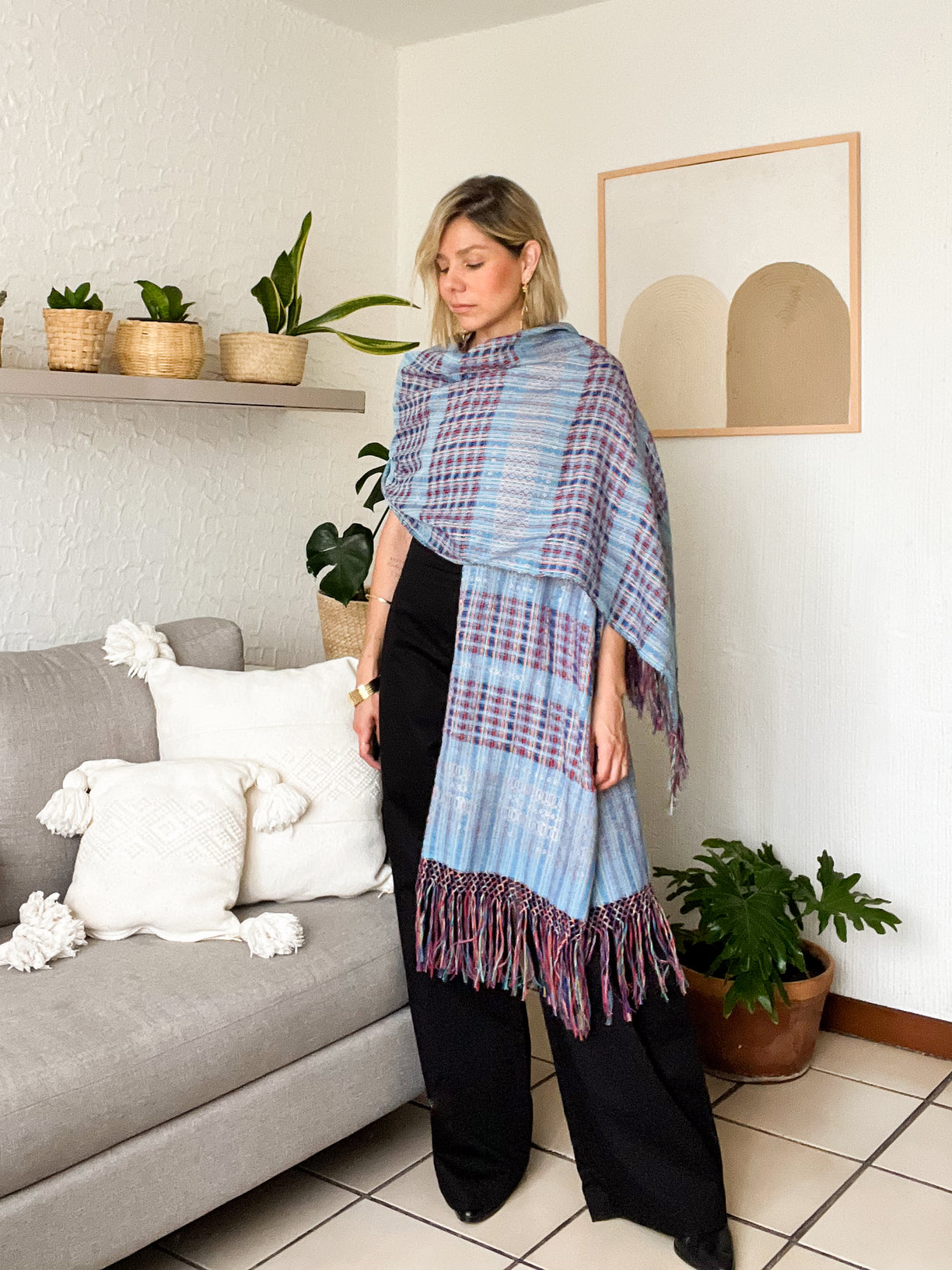 Mexicanartes Rebozo Regina Azul Multicolor