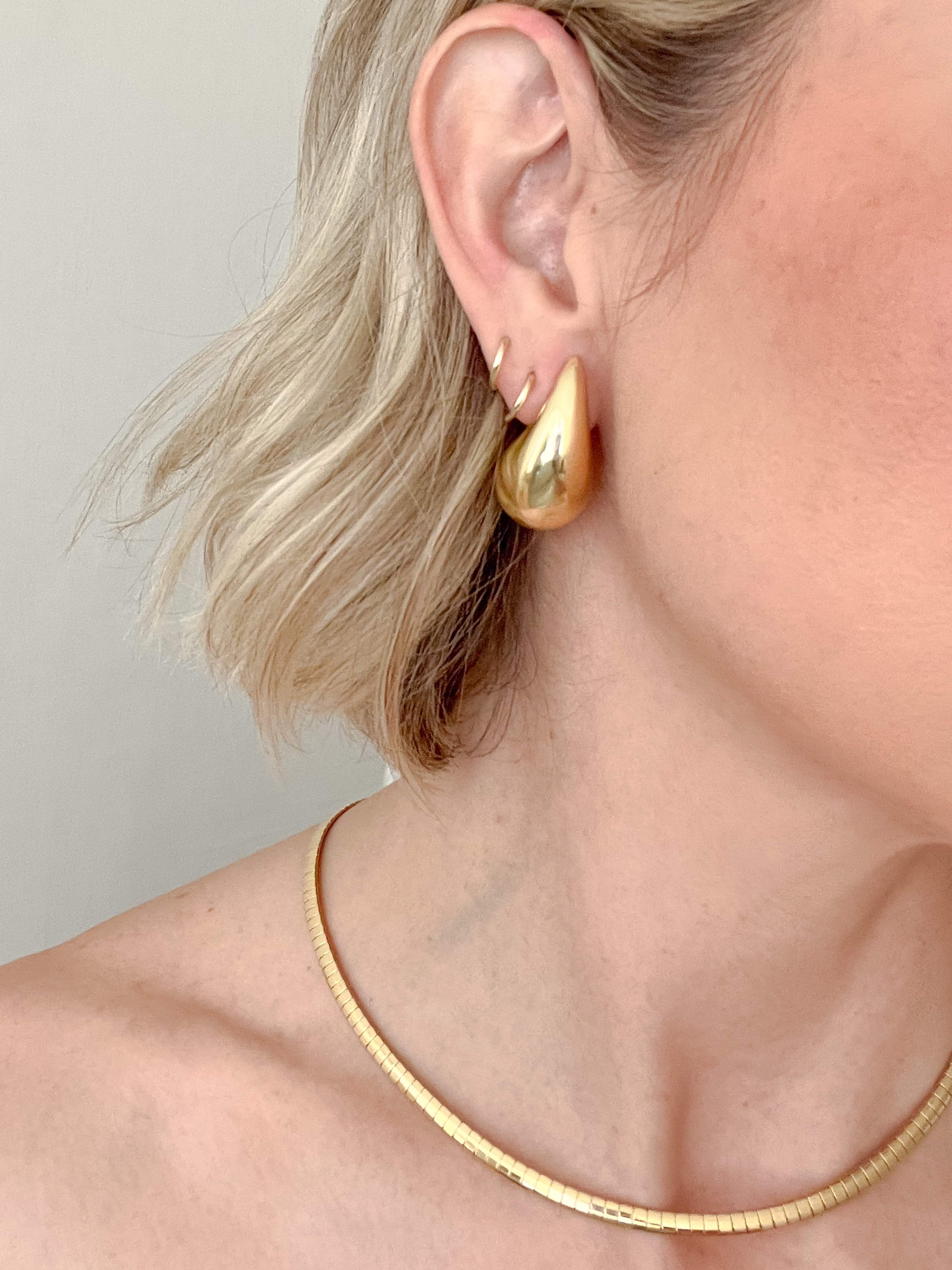 Gold Puff Drop Earrings J31